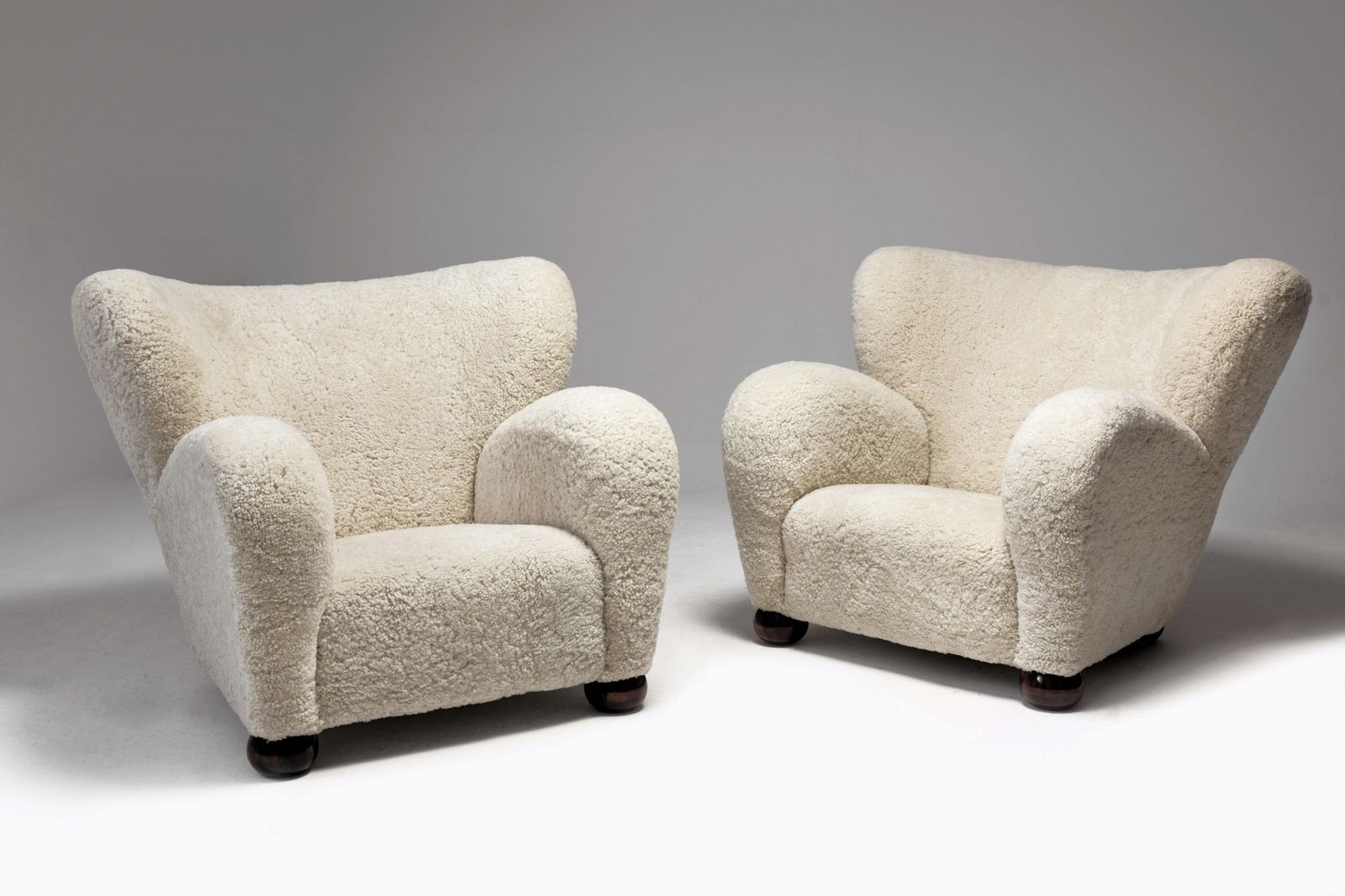 Marta Blomstedt  Sheepskin Wing Chairs For The Aulanko Hotel, Finland, 1930s. photo furniture