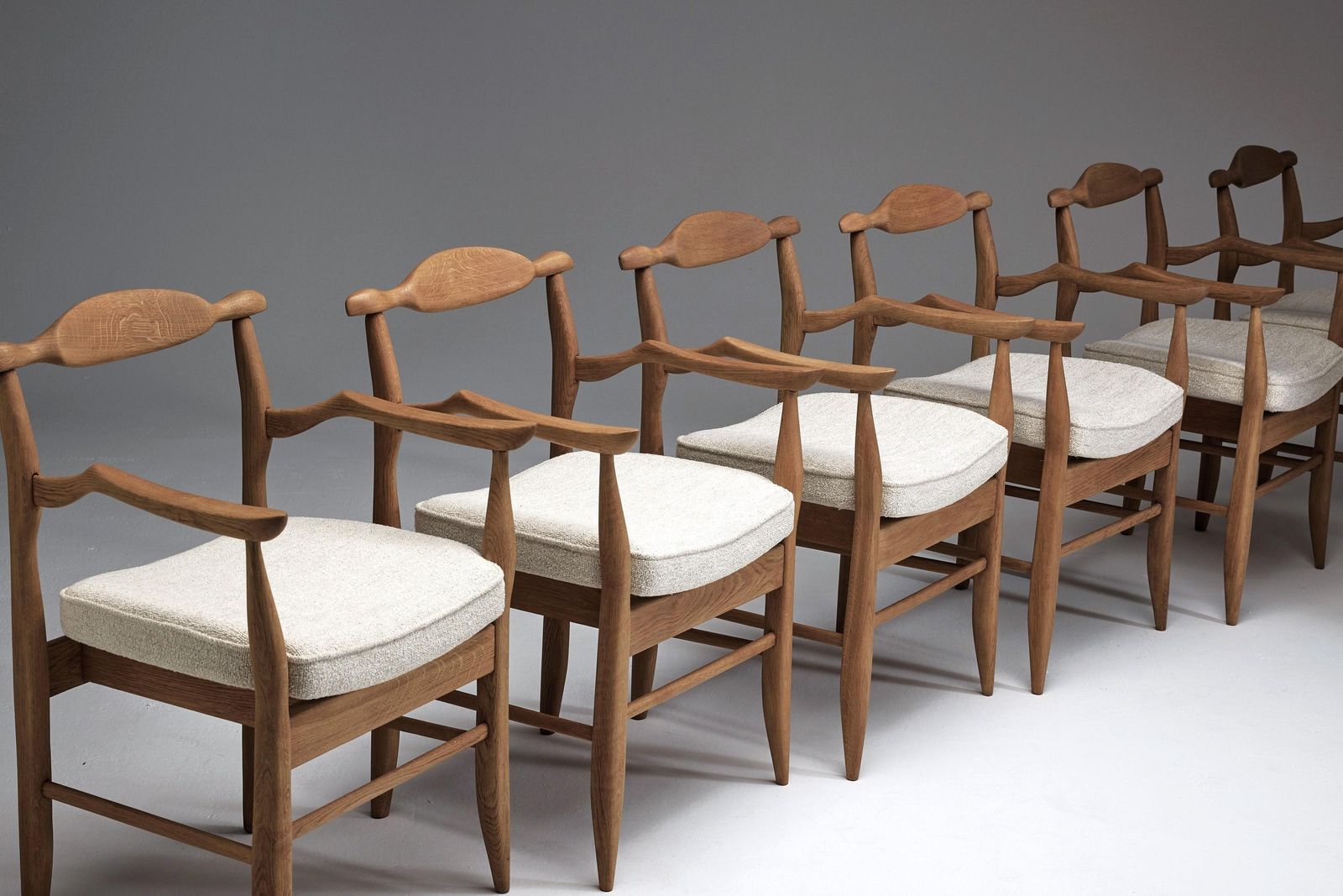 Set Of Six “Fumay” Dining Armchairs By Guillerme Et Chambron, France, 1960s photo for sale