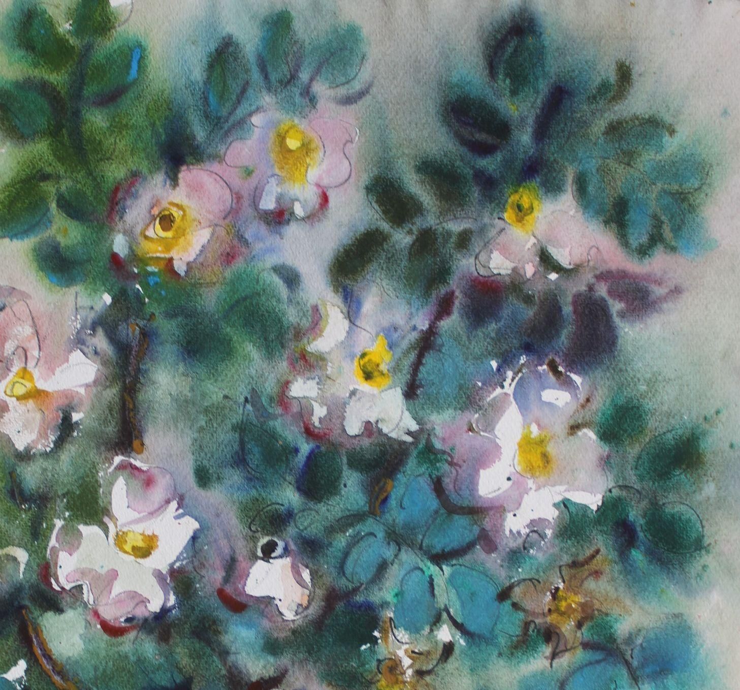Dzidra Baumawhite Flowers  2001. Paper, Watercolor, 65x60 см.2001 photo Art