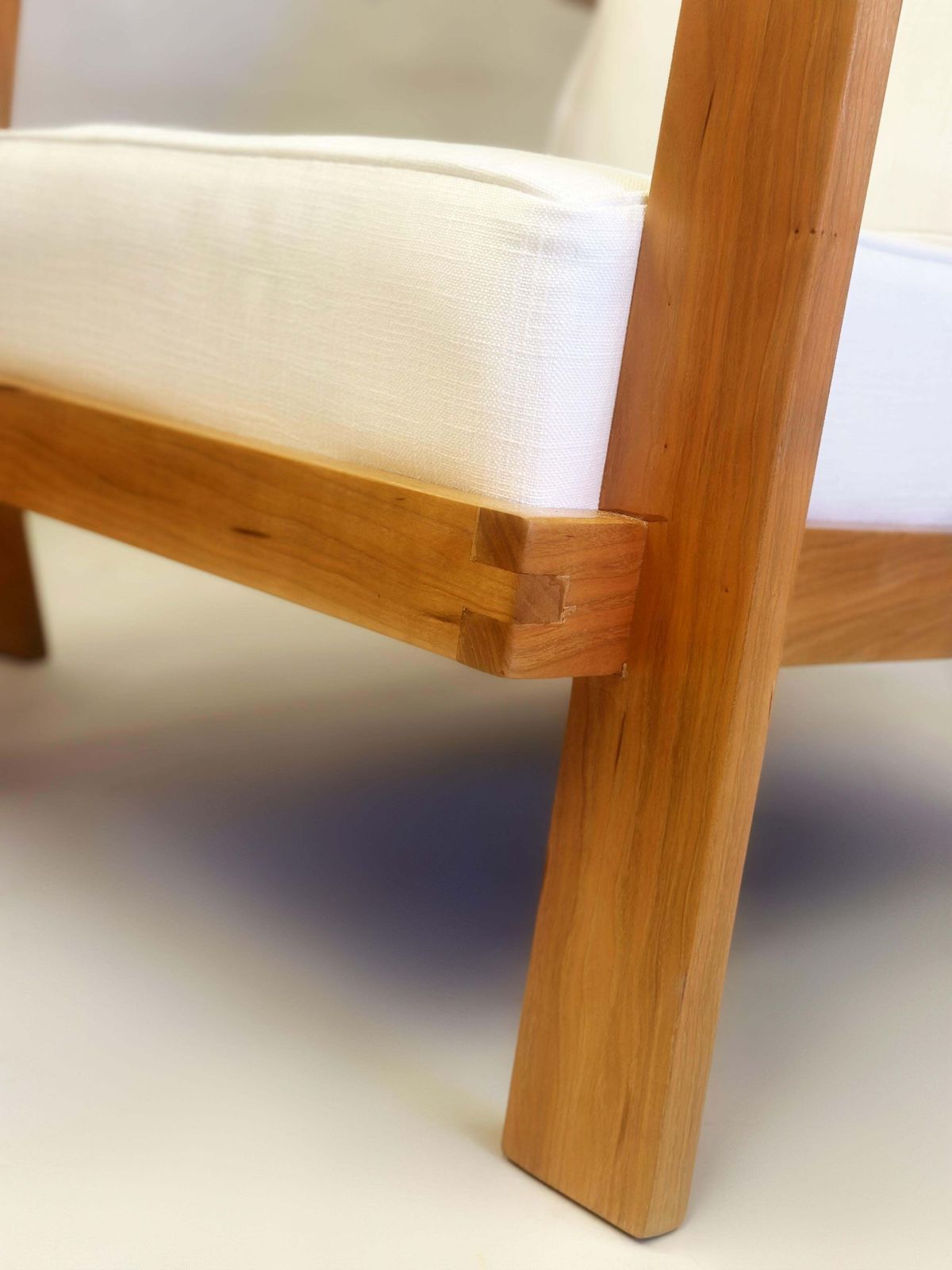 Furniture Pair French Mid Century Modern Grid Back Cherry Lounge / Armchairs, Rene Gabriel photo