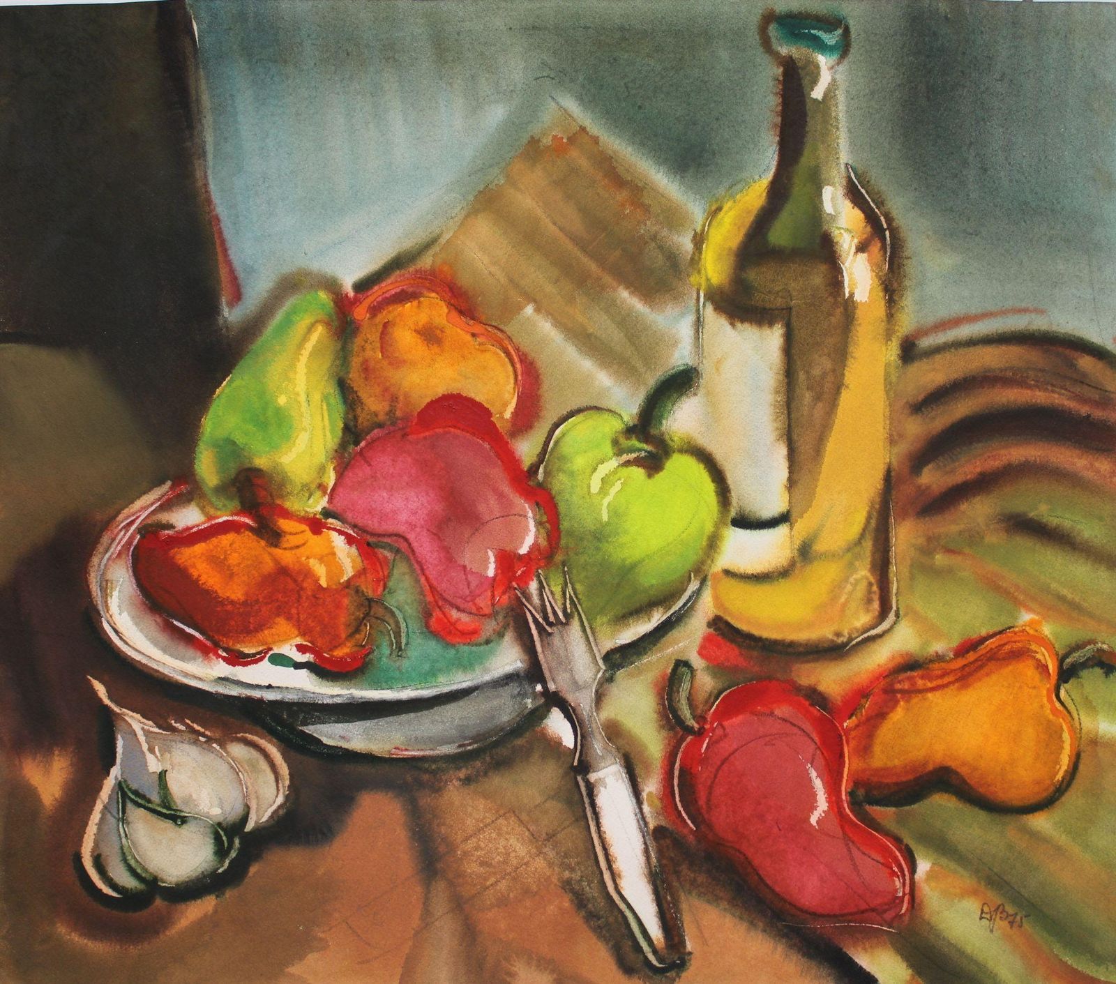 Dzidra Baumastill Life  1975. Paper, Watercolor, 46x52 Cm1975