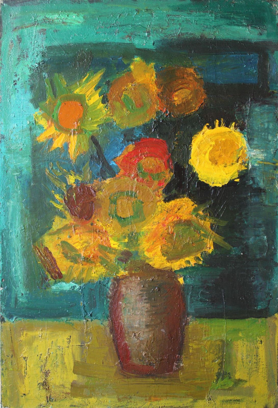 Aleksandr Rodin (1922 2001)sunflowers. 1984, Oil On Canvas, 90x60 Cm1984