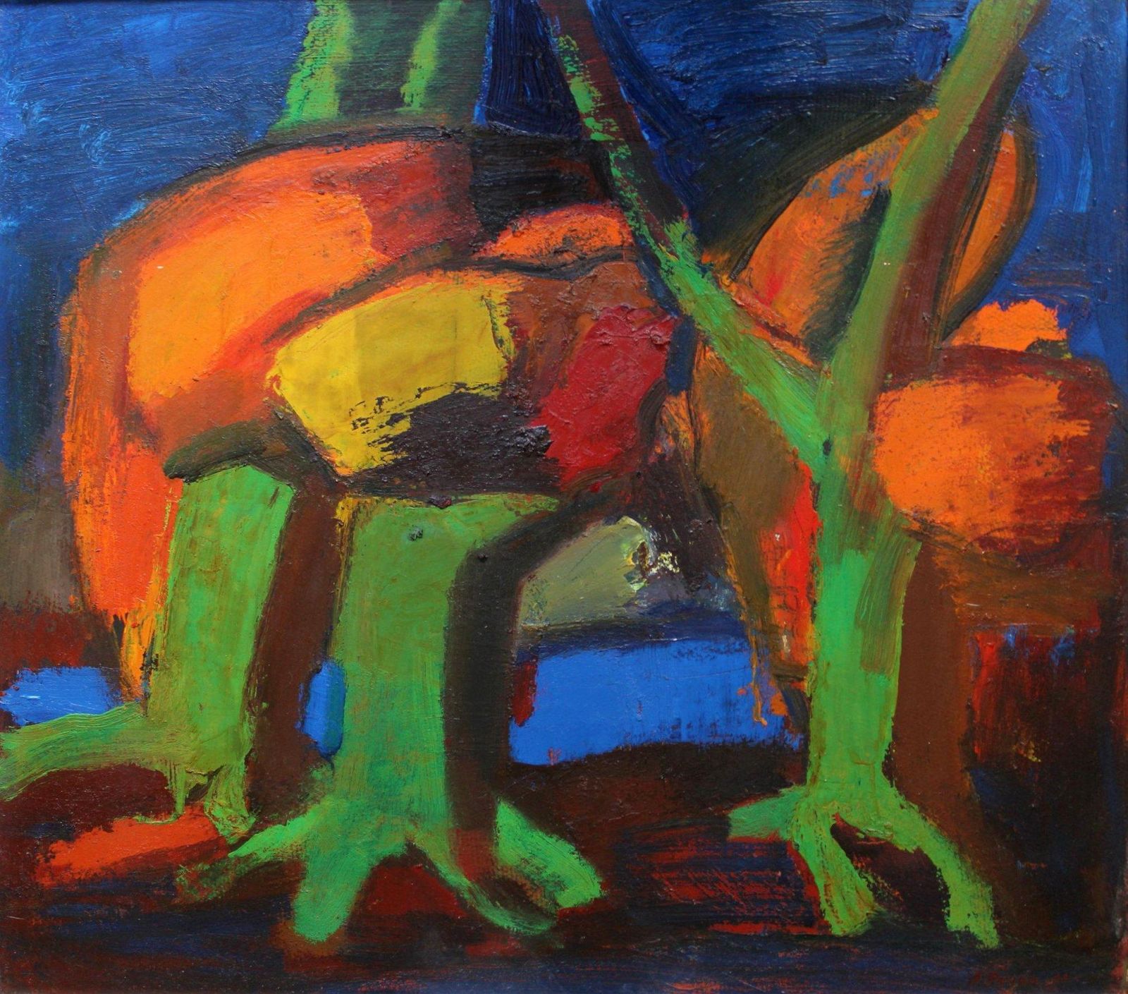 Aleksandr Rodin (1922 2001)landscape With River. 1984, Oil On Cardboard, 65x70 Cm1984