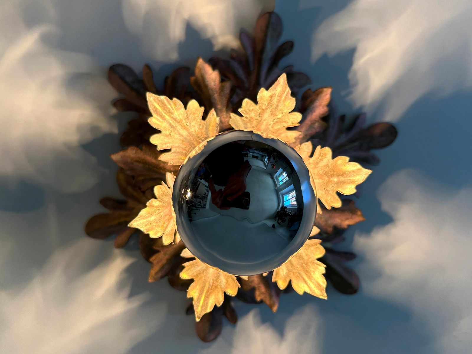 photo for sale Set Of Two Mid Century Floral Flush Mounts Or Sconces By W. Müller Germany 1970s