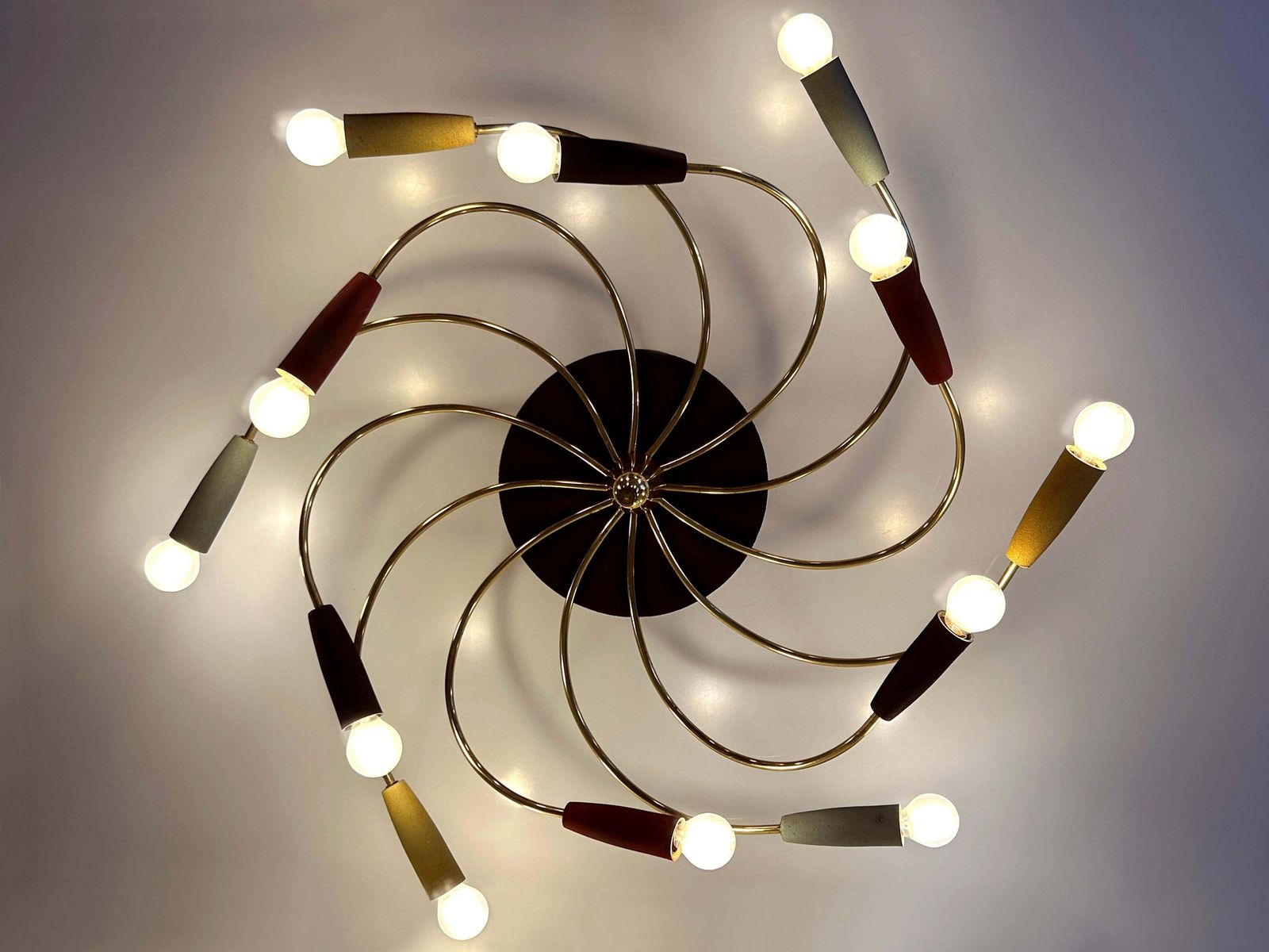 Amazing Twelve Flamed Sputnik Chandelier Or Ceiling Lamp 'Tornado' Germany 1950s photo furniture