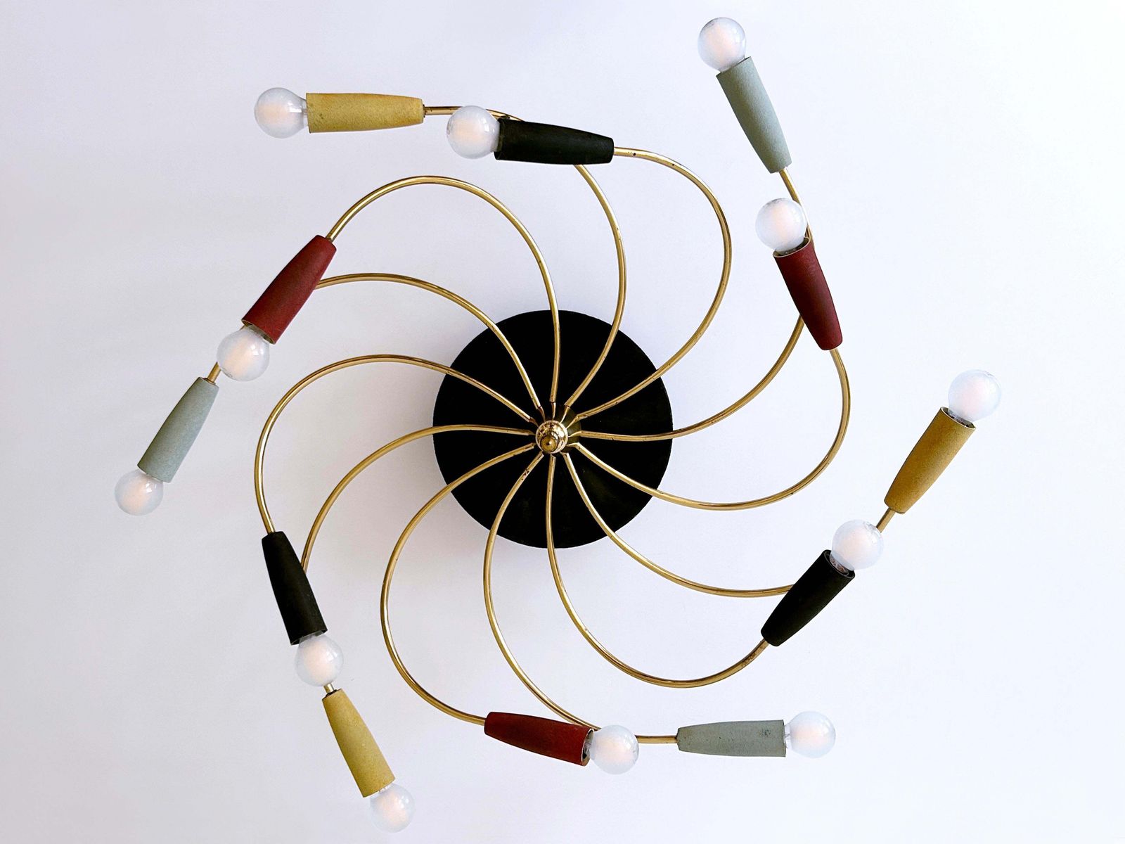 Amazing Twelve Flamed Sputnik Chandelier Or Ceiling Lamp 'Tornado' Germany 1950s photo for sale