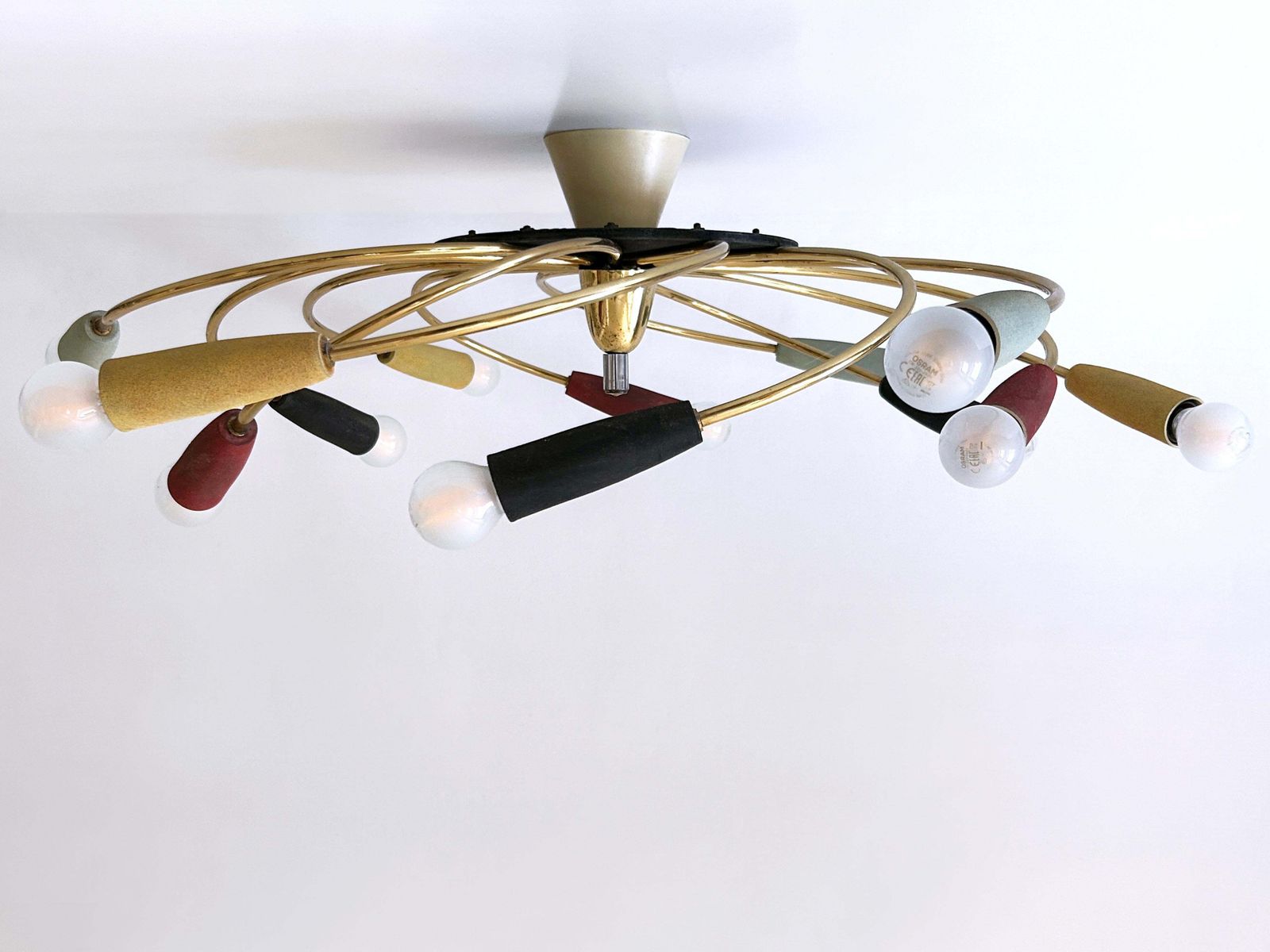 photo furniture Amazing Twelve Flamed Sputnik Chandelier Or Ceiling Lamp 'Tornado' Germany 1950s