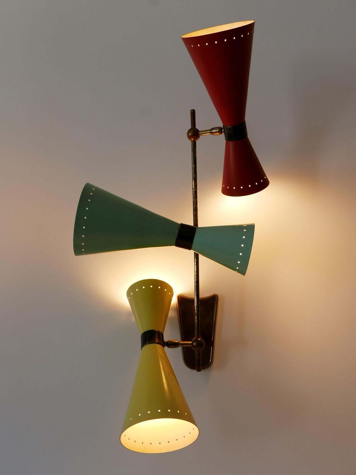 Exceptional Three Armed Diabolo Sconce Or Ceiling Fixture By Bag Turgi 1950s photo Lighting