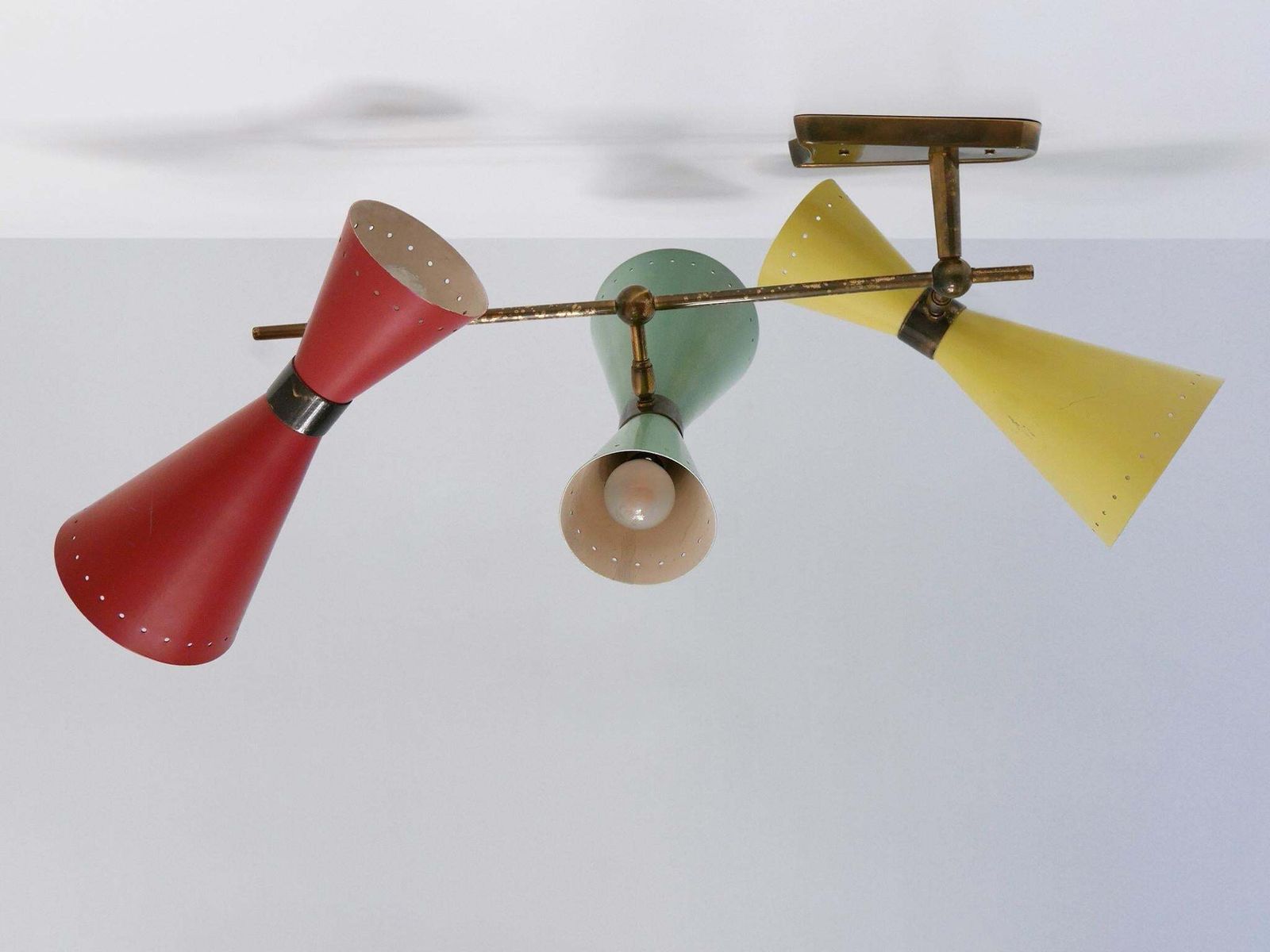 Exceptional Three Armed Diabolo Sconce Or Ceiling Fixture By Bag Turgi 1950s photo 7524.0