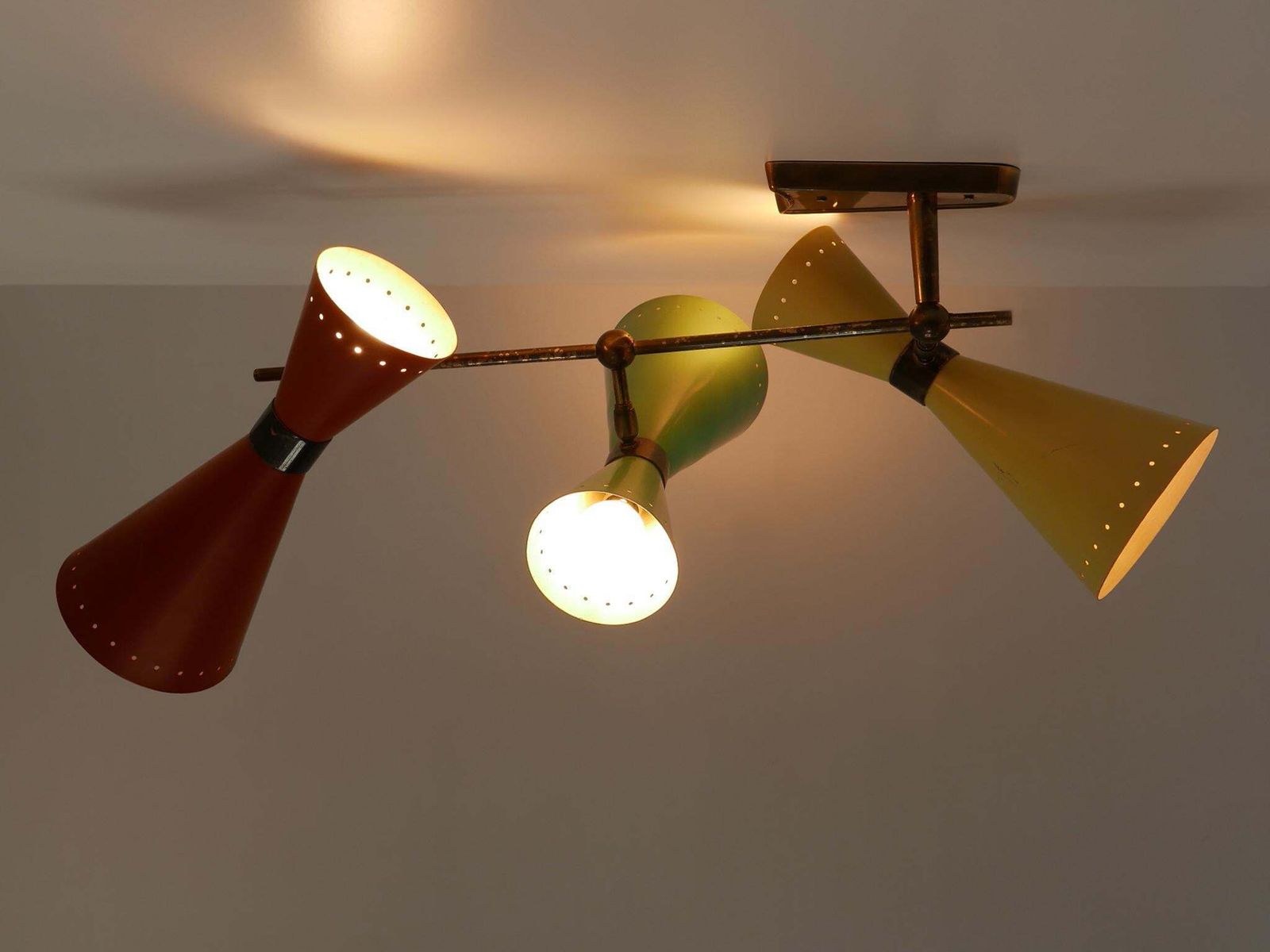 Exceptional Three Armed Diabolo Sconce Or Ceiling Fixture By Bag Turgi 1950s photo vinterior