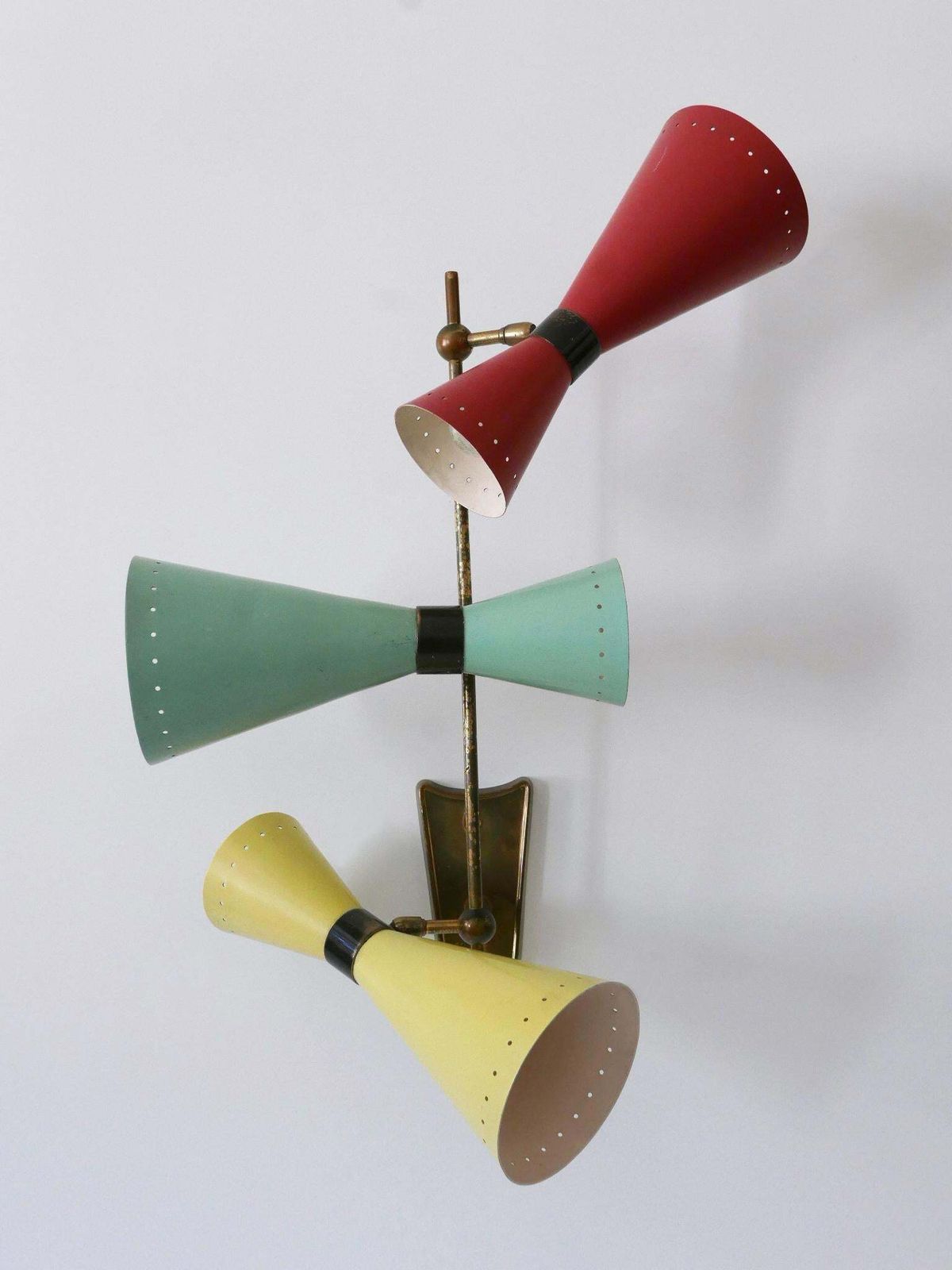photo vinterior Exceptional Three Armed Diabolo Sconce Or Ceiling Fixture By Bag Turgi 1950s