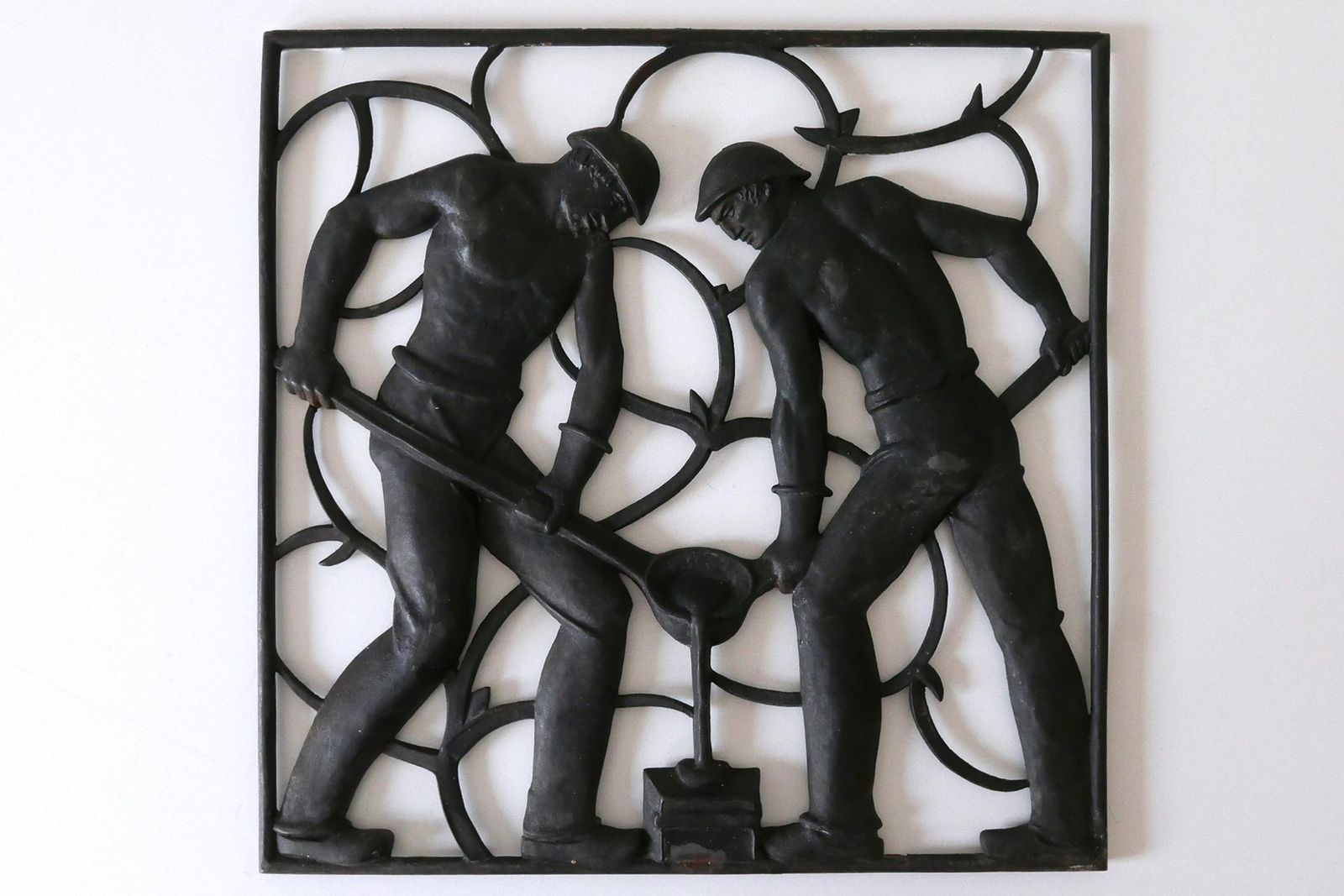 Cast Iron Art Deco Wall Relief „Unsere Arbeit“ By Heinrich Moshage 1929 Germany photo furniture