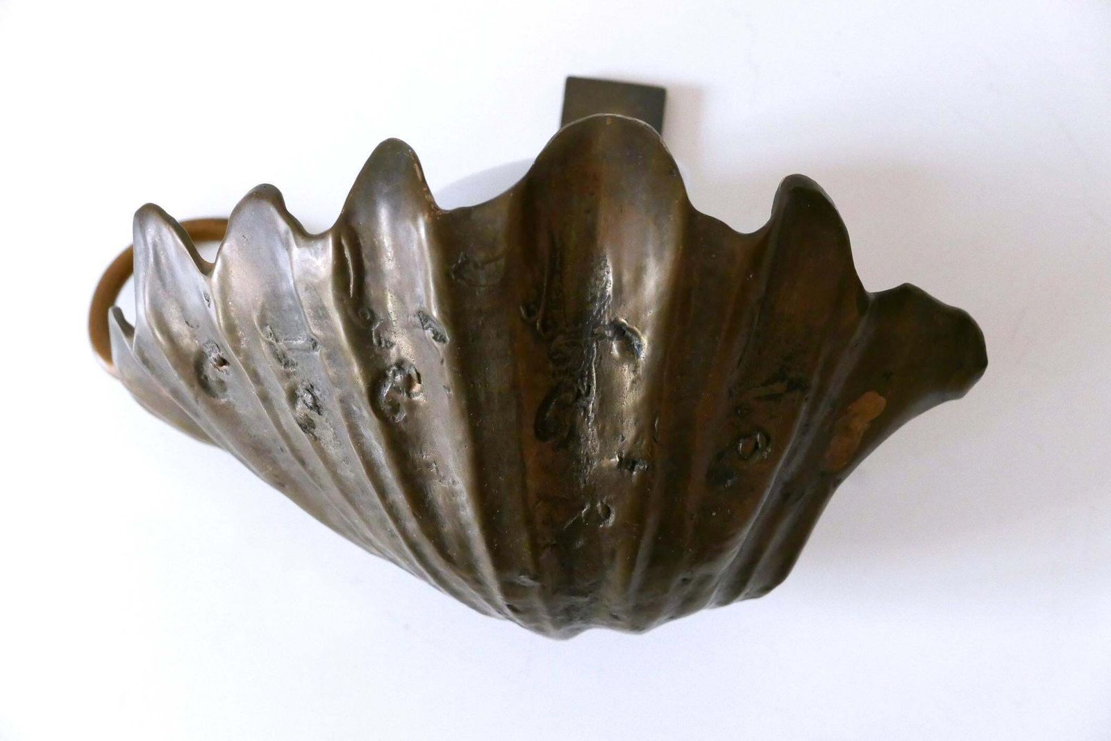 Set Of Two Rare Mid Century Modern Cast Bronze Sea Shell Sconces Germany 1960s photo buy