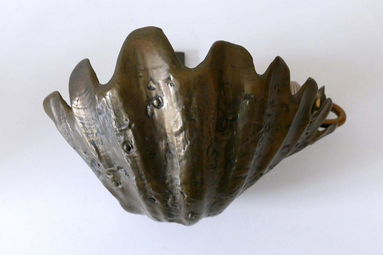photo for sale Set Of Two Rare Mid Century Modern Cast Bronze Sea Shell Sconces Germany 1960s