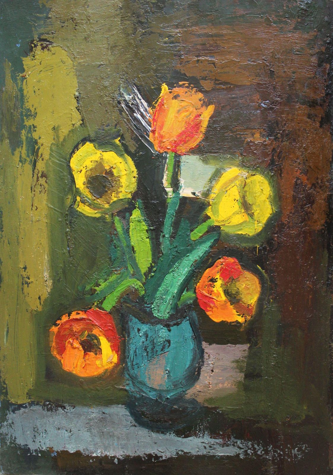Aleksandr Rodin (1922 2001)still Life With Flowers  Cardboard/Oil, 70x49 Cm1993