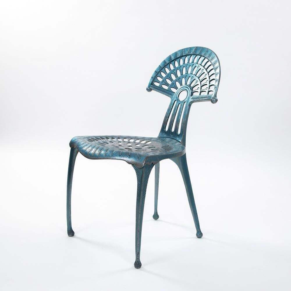 Furniture 3 Spanish Turquise Aluminium Vintage Chairs By Oscar Tusquets Blanca 1980s photo