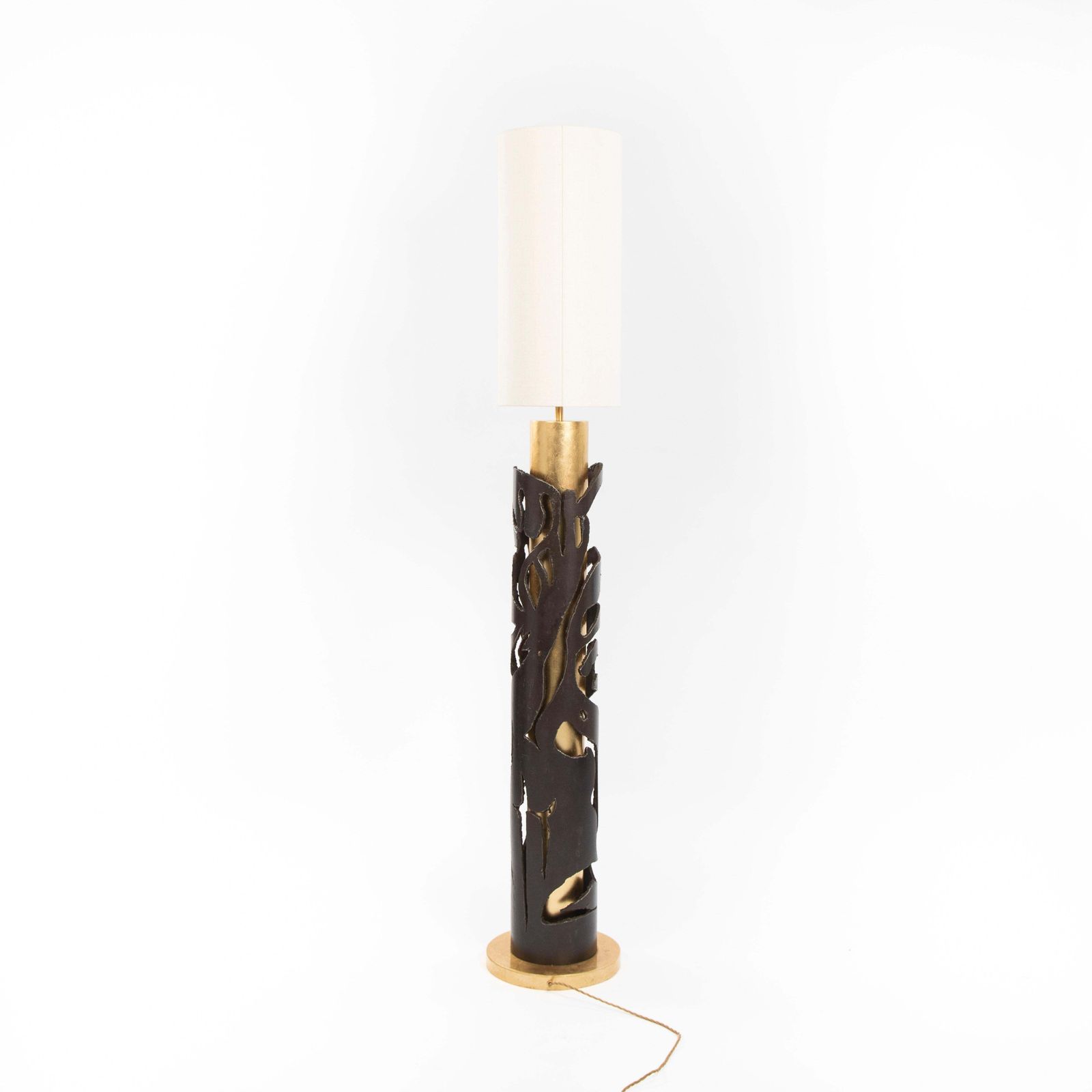 3451.0 Italian Mid Century Cast Iron Floor Lamp In Gold Brown By Banci, Firenze 1980s photo
