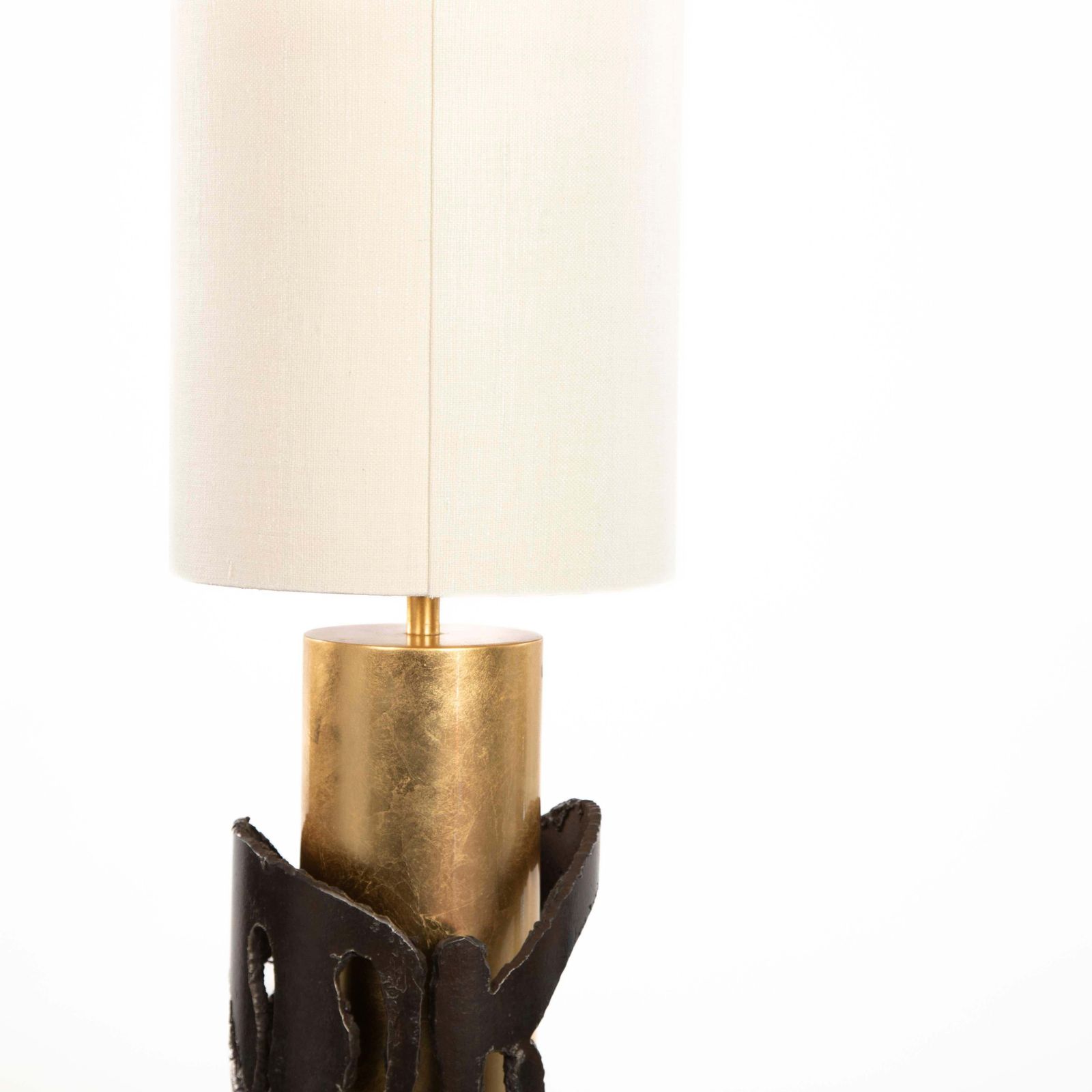 photo vinterior Italian Mid Century Cast Iron Floor Lamp In Gold Brown By Banci, Firenze 1980s