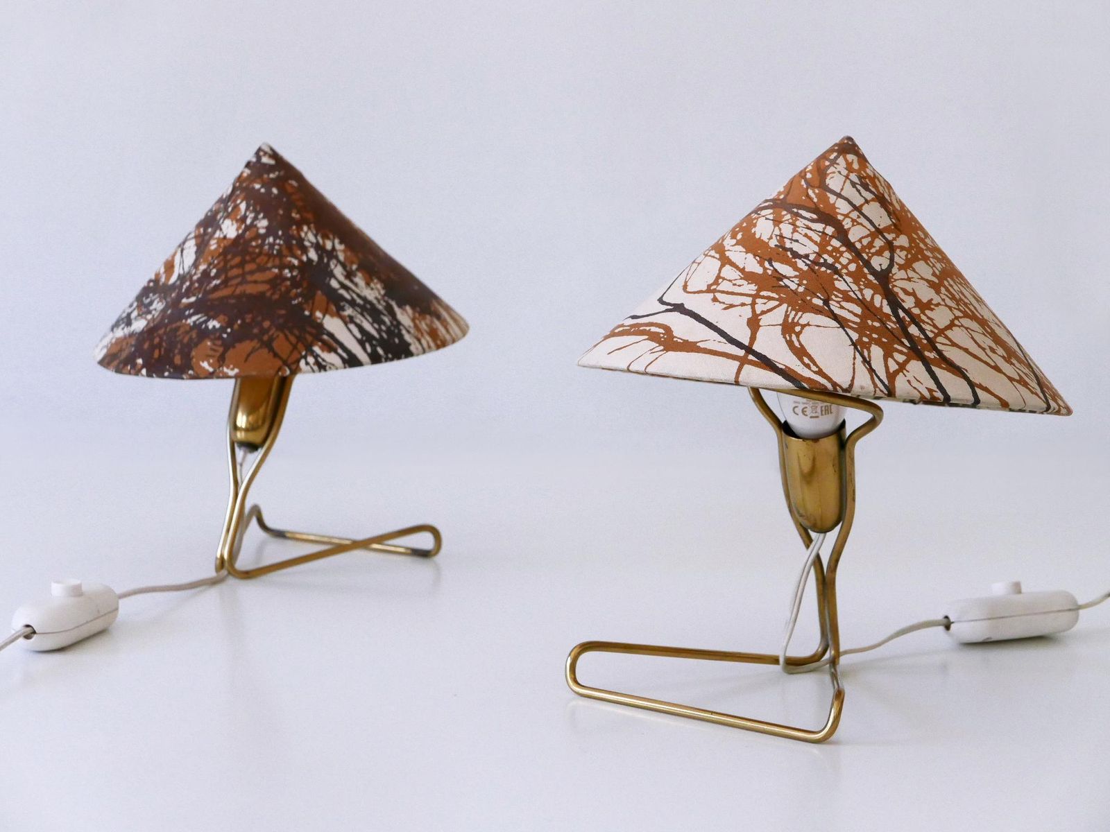 Set Of Two Rare Eel Table Lamps Or Wall Lights By Rupert Nikoll, Austria, 1952 photo buy