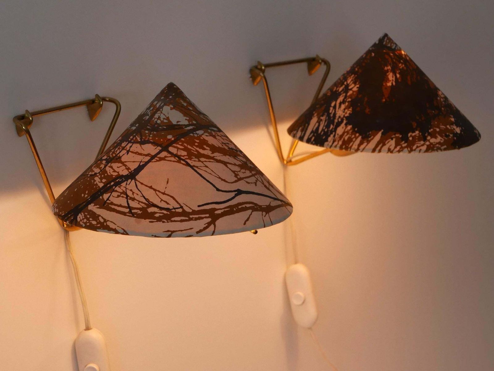 photo buy Set Of Two Rare Eel Table Lamps Or Wall Lights By Rupert Nikoll, Austria, 1952