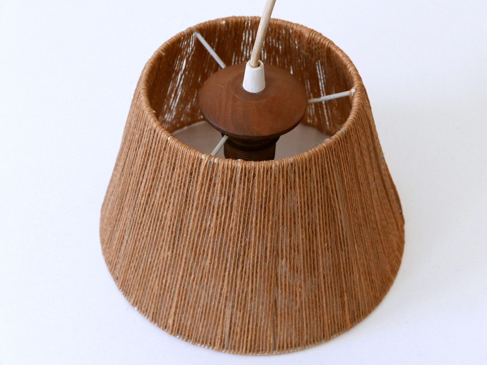 photo vinterior Elegant Mid Century Modern Swing Teak & Sisal Wall Light Denmark 1960s