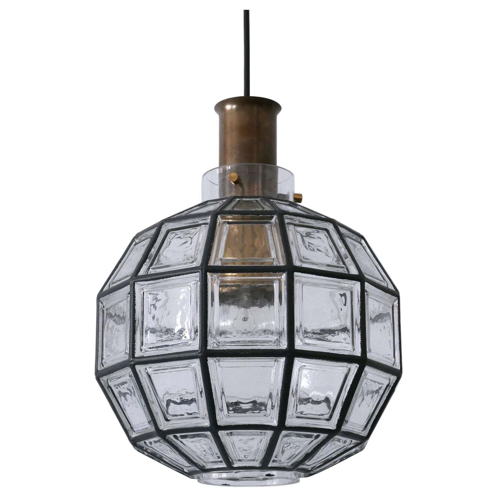 Large Mid Century Modern Pendant Lamp By Glashütte Limburg Germany 1960s