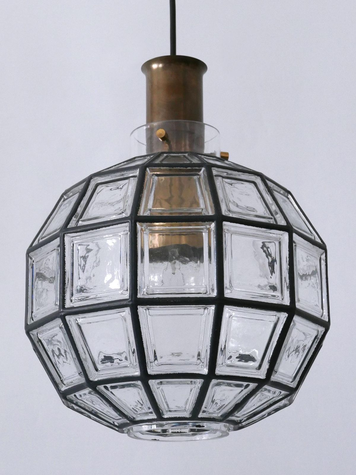 photo vinterior Large Mid Century Modern Pendant Lamp By Glashütte Limburg Germany 1960s
