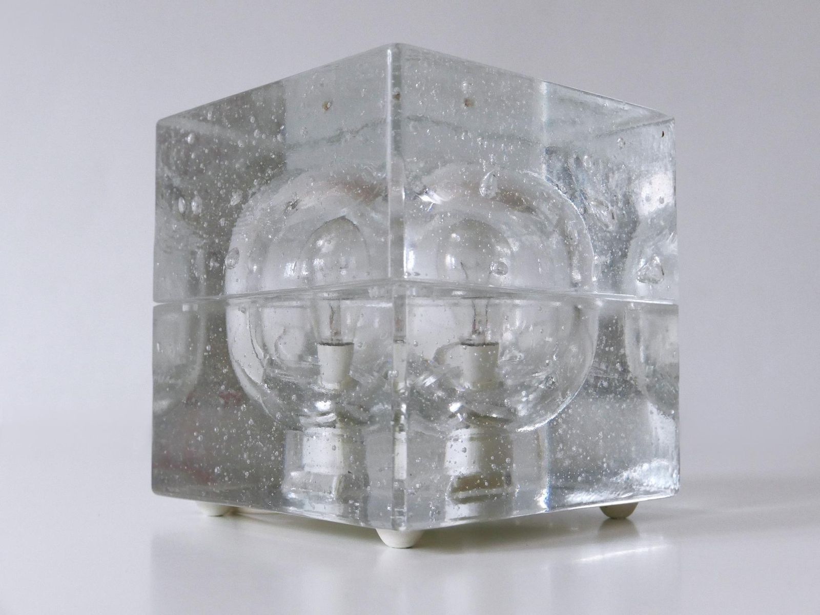 photo vinterior Set Of Two Hand Blown Cubic Table Lamps By Müller & Zimmer, 1970s, Germany