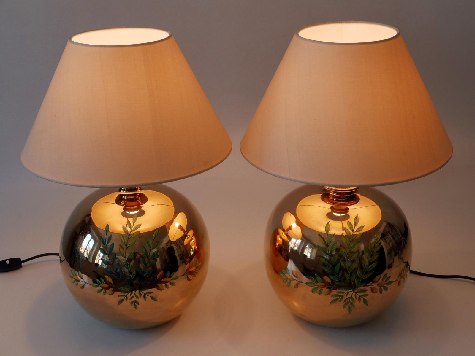 photo furniture Set Of Two Mid Century Modern Massive Brass Side Table Lamps By Arte Lumen 1970s