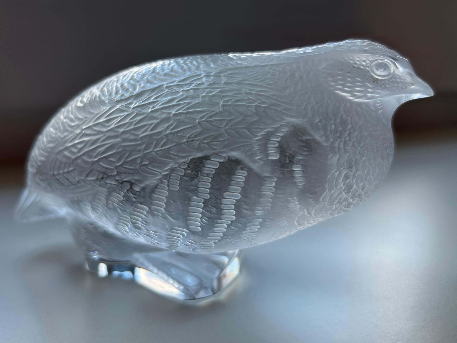 Beautiful & Highly Decorative Glass Quail Sculpture By Lalique France 1960s photo furniture
