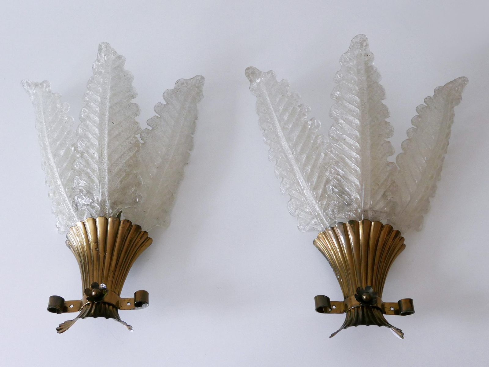 Set Of Two Rare Mid Century Modern Murano Glass Sconces By Barovier & Toso Italy photo 4424.0