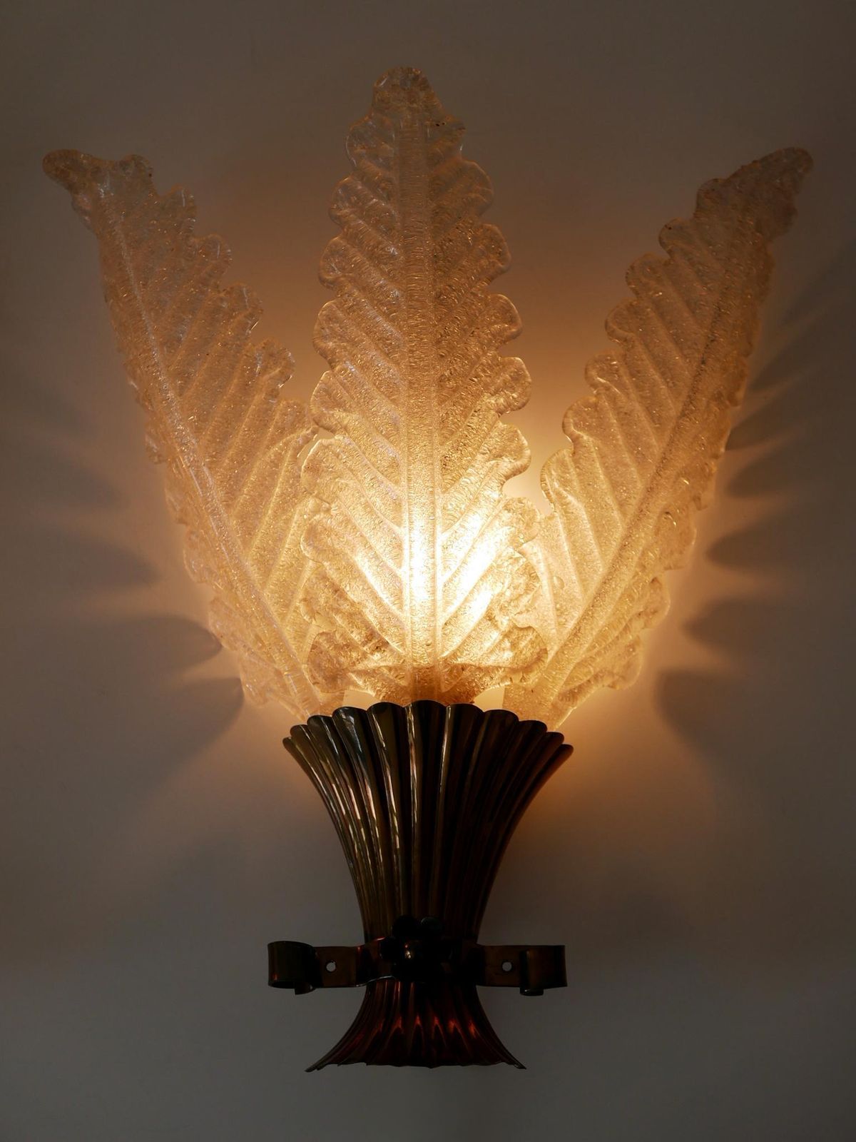4424.0 Set Of Two Rare Mid Century Modern Murano Glass Sconces By Barovier & Toso Italy photo
