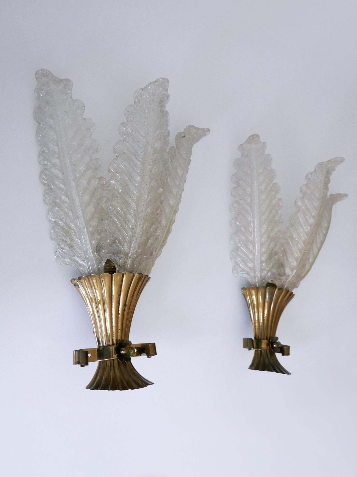 photo vinterior Set Of Two Rare Mid Century Modern Murano Glass Sconces By Barovier & Toso Italy