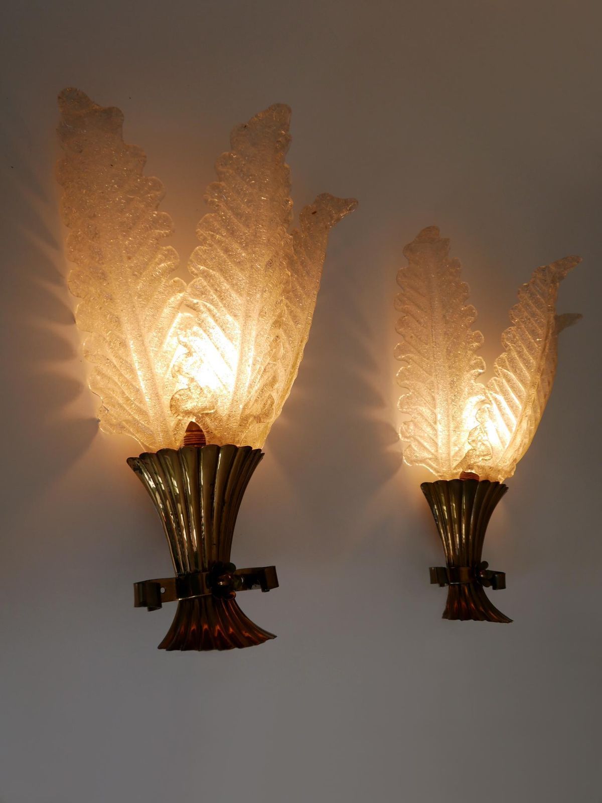 photo buy Set Of Two Rare Mid Century Modern Murano Glass Sconces By Barovier & Toso Italy