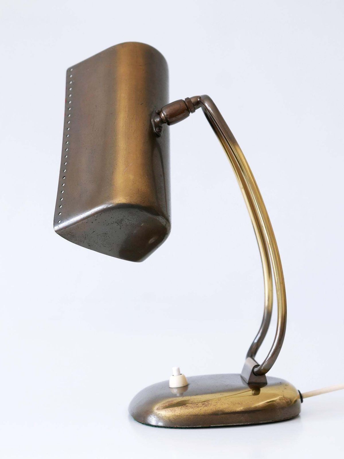 Rare & Elegant Mid Century Modern Brass Piano Lamp Or Desk Light Germany 1950s photo vintage