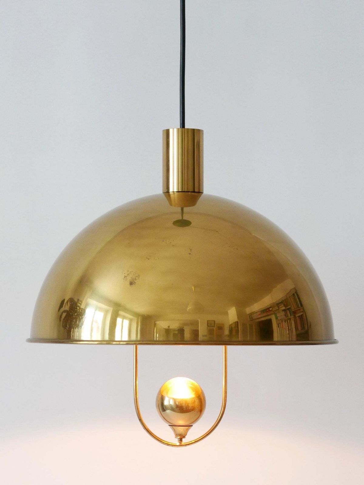 Elegant Mid Century Modern Brass Pendant Lamp By Florian Schulz Germany 1970s photo furniture