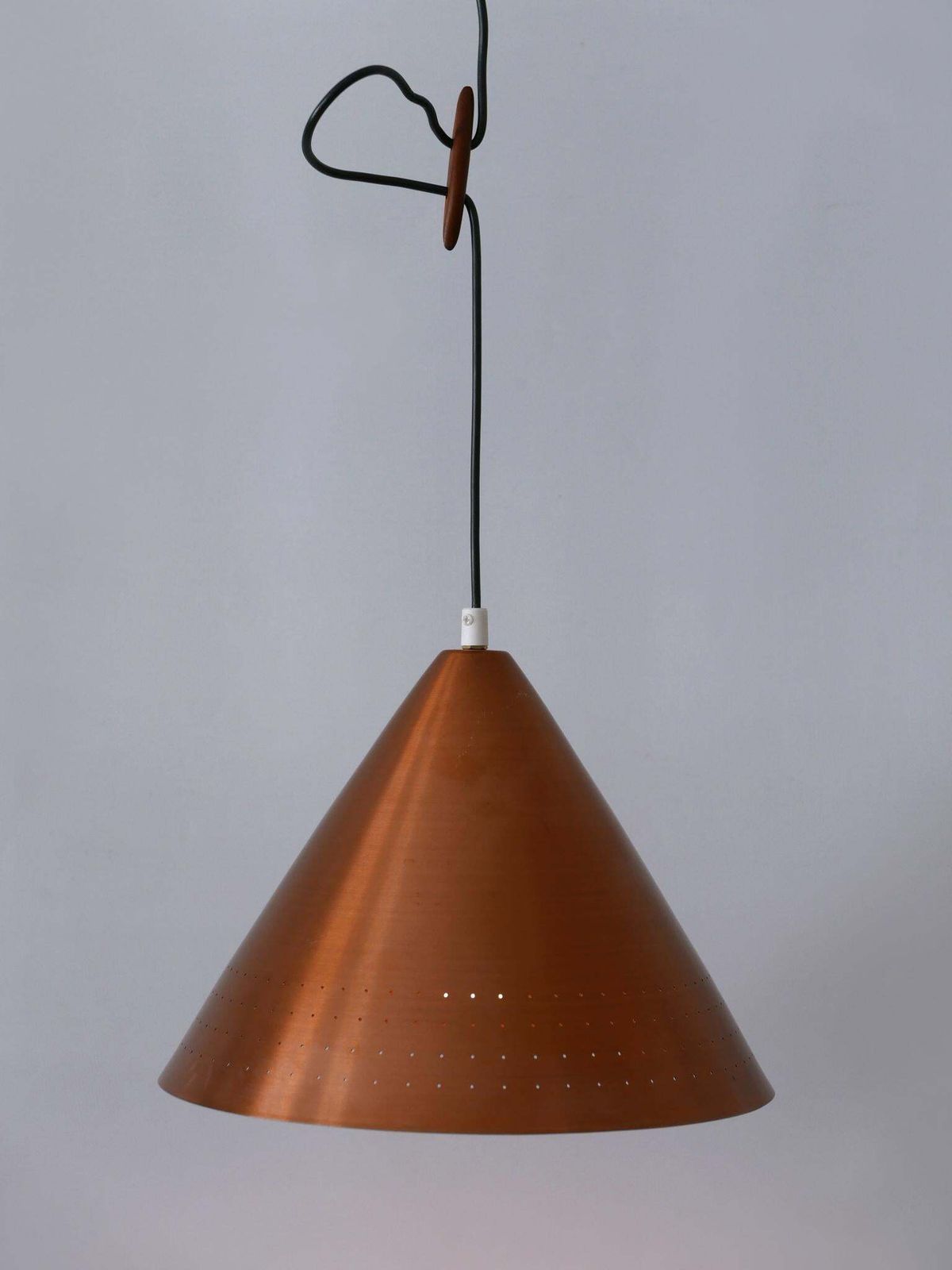 Rare Mid Century Modern Scandinavian Copper Pendant Lamp Or Hanging Light  1960s photo vinterior