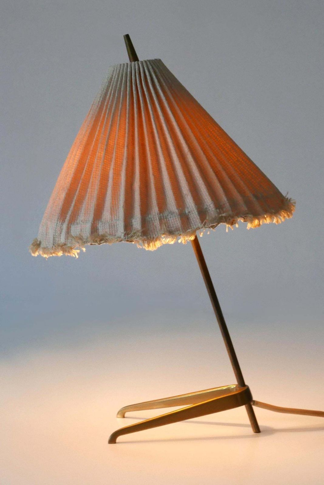 Rare Mid Century Modern Brass Crowfoot Table Lamp By J.T. Kalmar Austria 1950s photo furniture