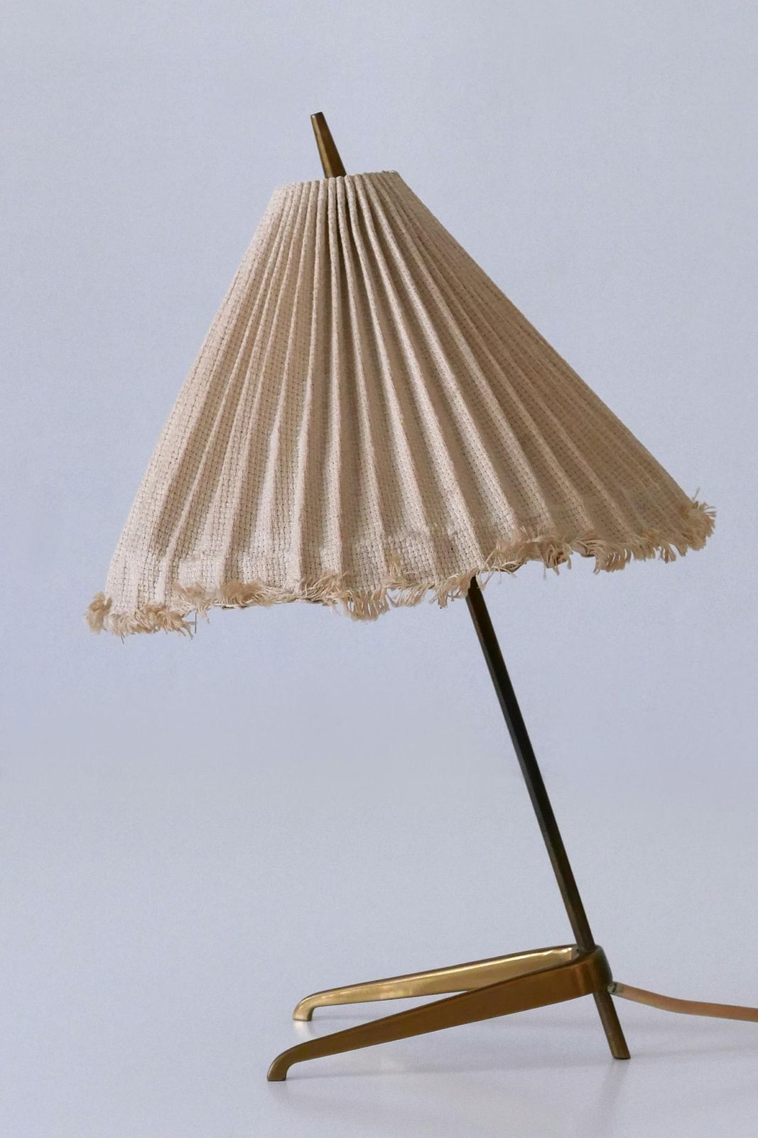 Rare Mid Century Modern Brass Crowfoot Table Lamp By J.T. Kalmar Austria 1950s photo for sale
