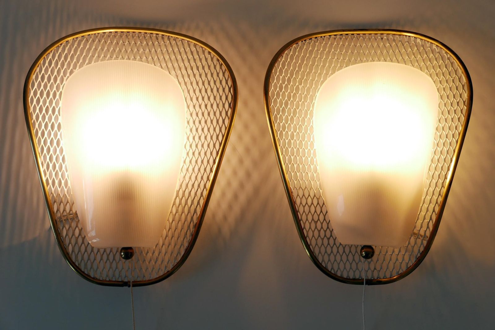 Set Of Two Rare & Elegant Mid Century Modern Sconces Or Wall Lamps Germany 1950s photo for sale