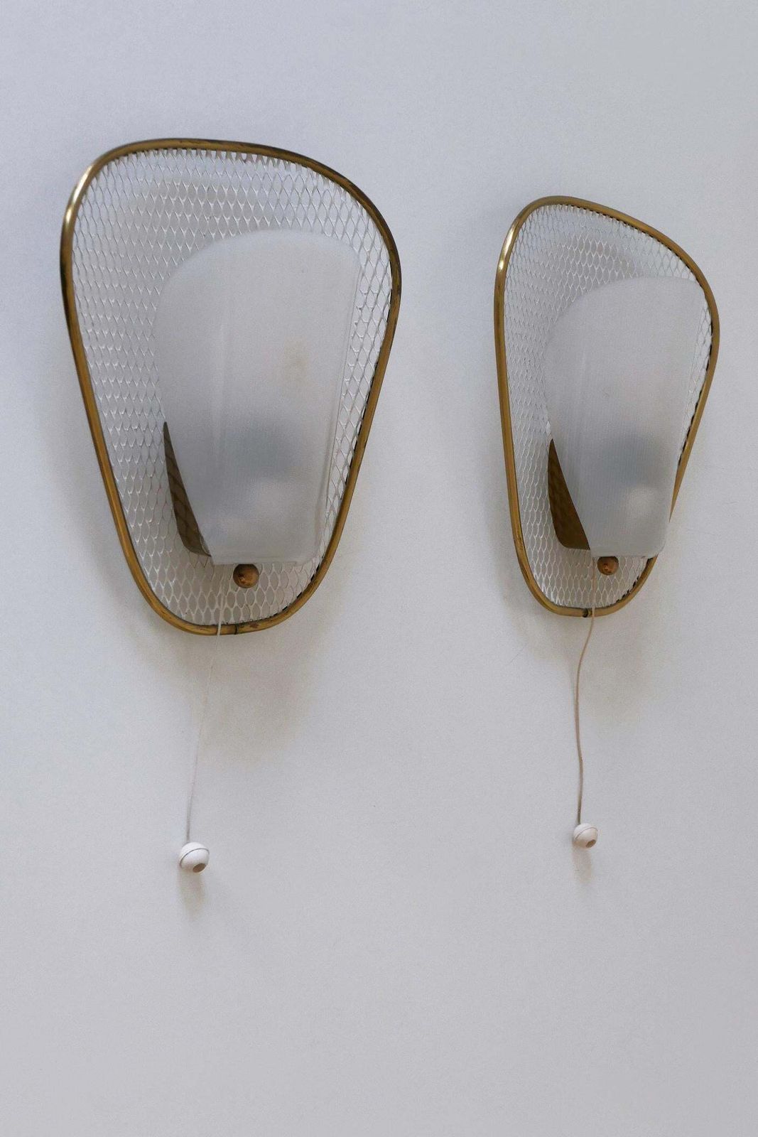 2478.0 Set Of Two Rare & Elegant Mid Century Modern Sconces Or Wall Lamps Germany 1950s photo