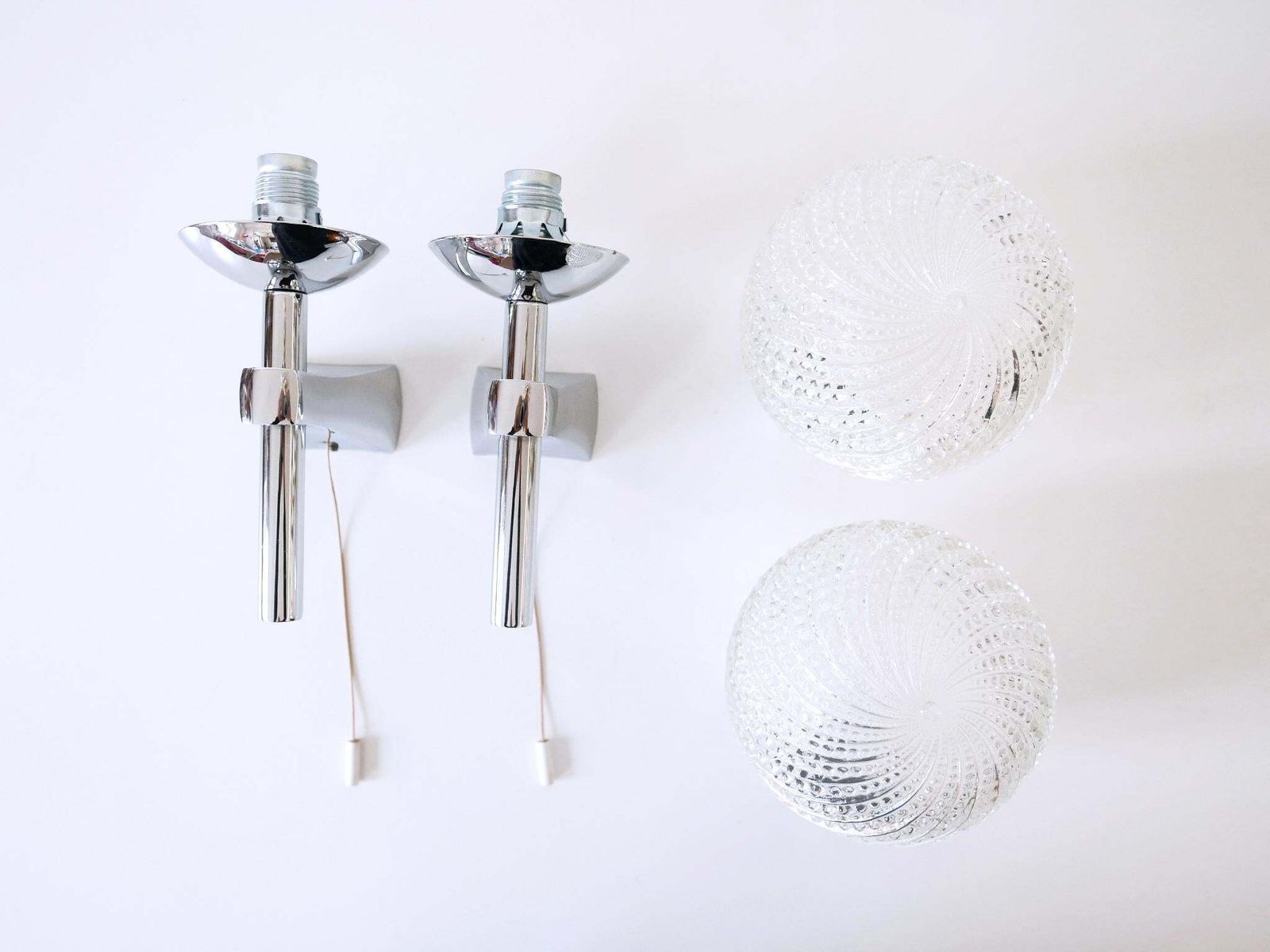 photo buy Set Of Two Lovely Mid Century Modern Textured Glass Sconces Or Wall Lamps 1970s