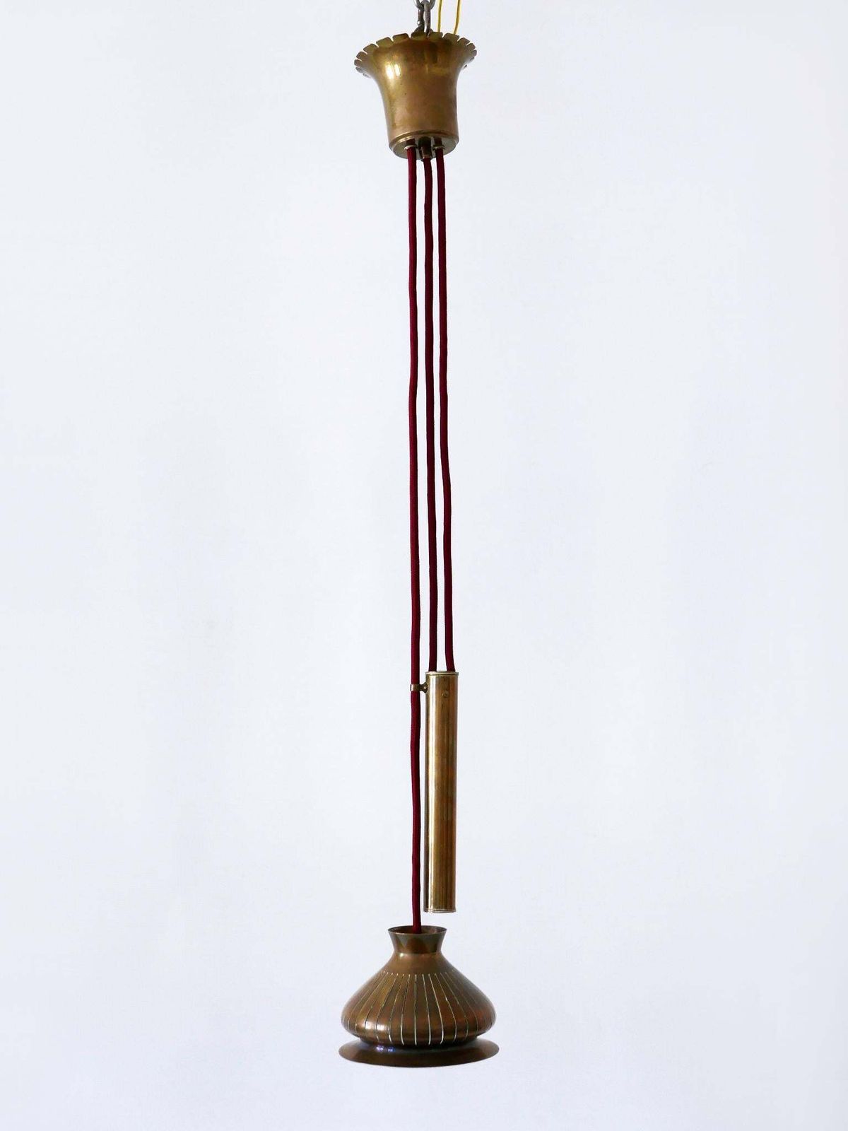 4247.0 Extremely Rare Mid Century Modern Counterweight Brass Pendant Lamp Germany 1950s photo