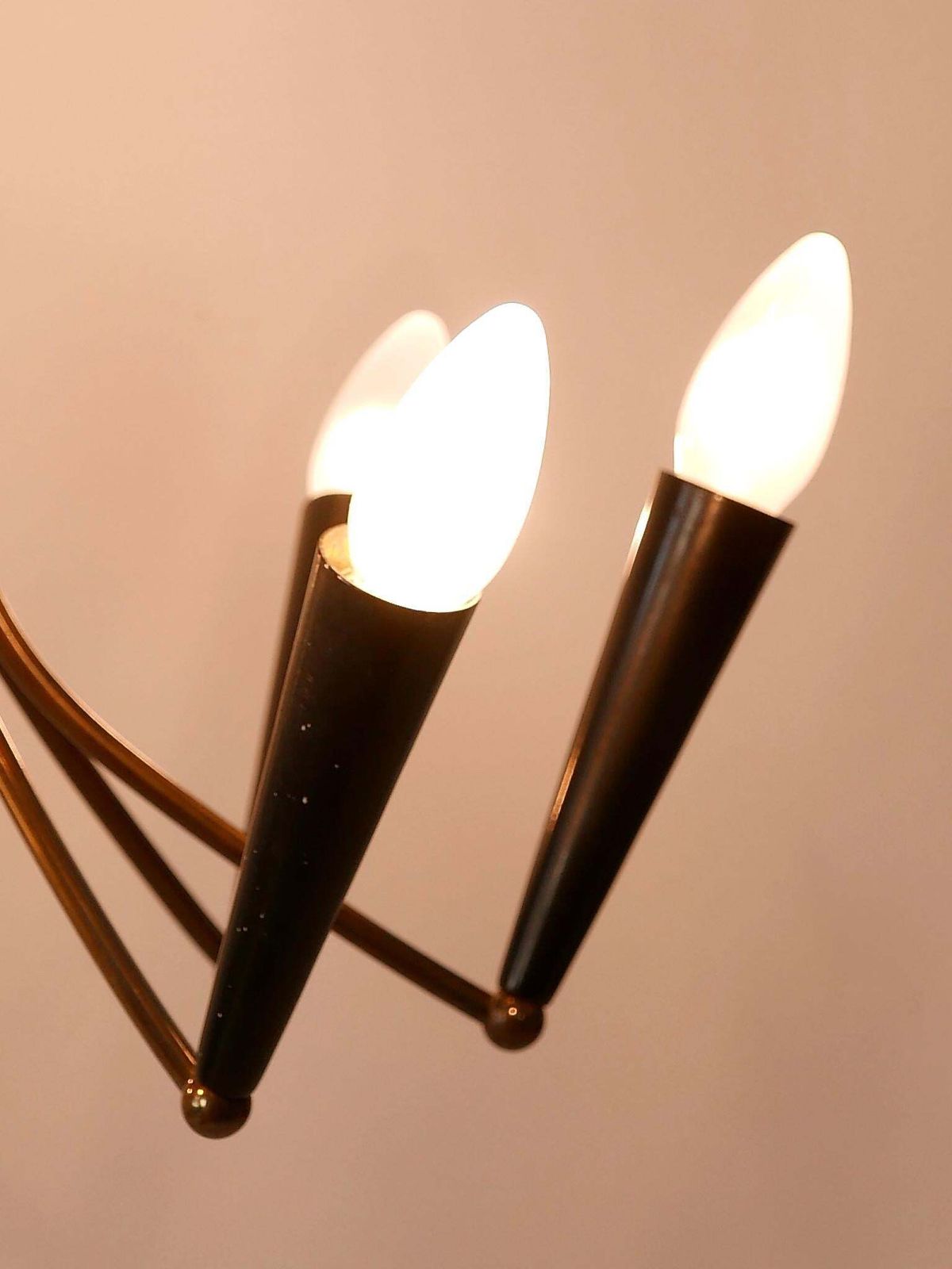 2773.0 Lovely Mid Century Modern 12 Flamed Sputnik Chandelier Germany 1950s photo