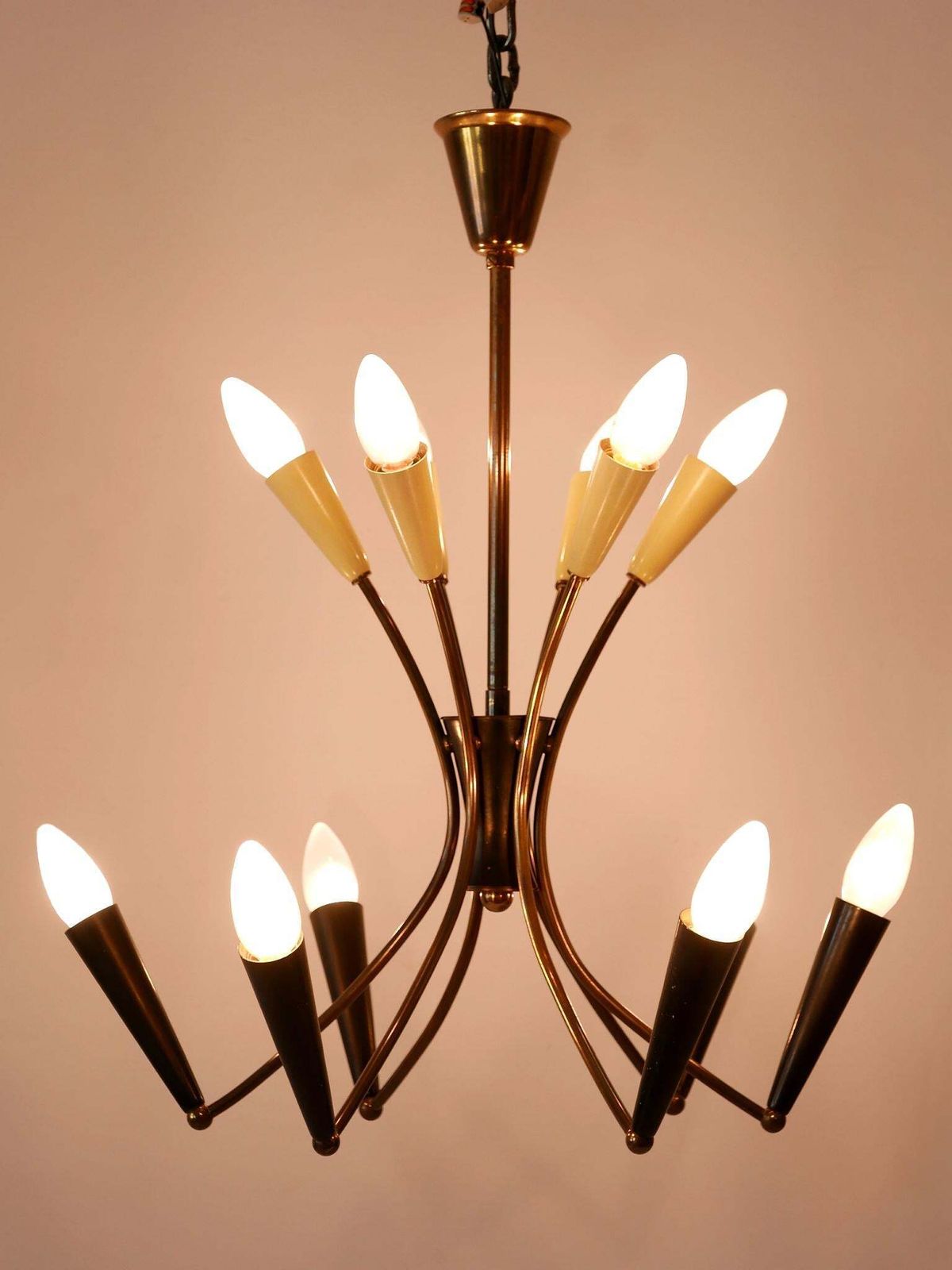 photo vinterior Lovely Mid Century Modern 12 Flamed Sputnik Chandelier Germany 1950s