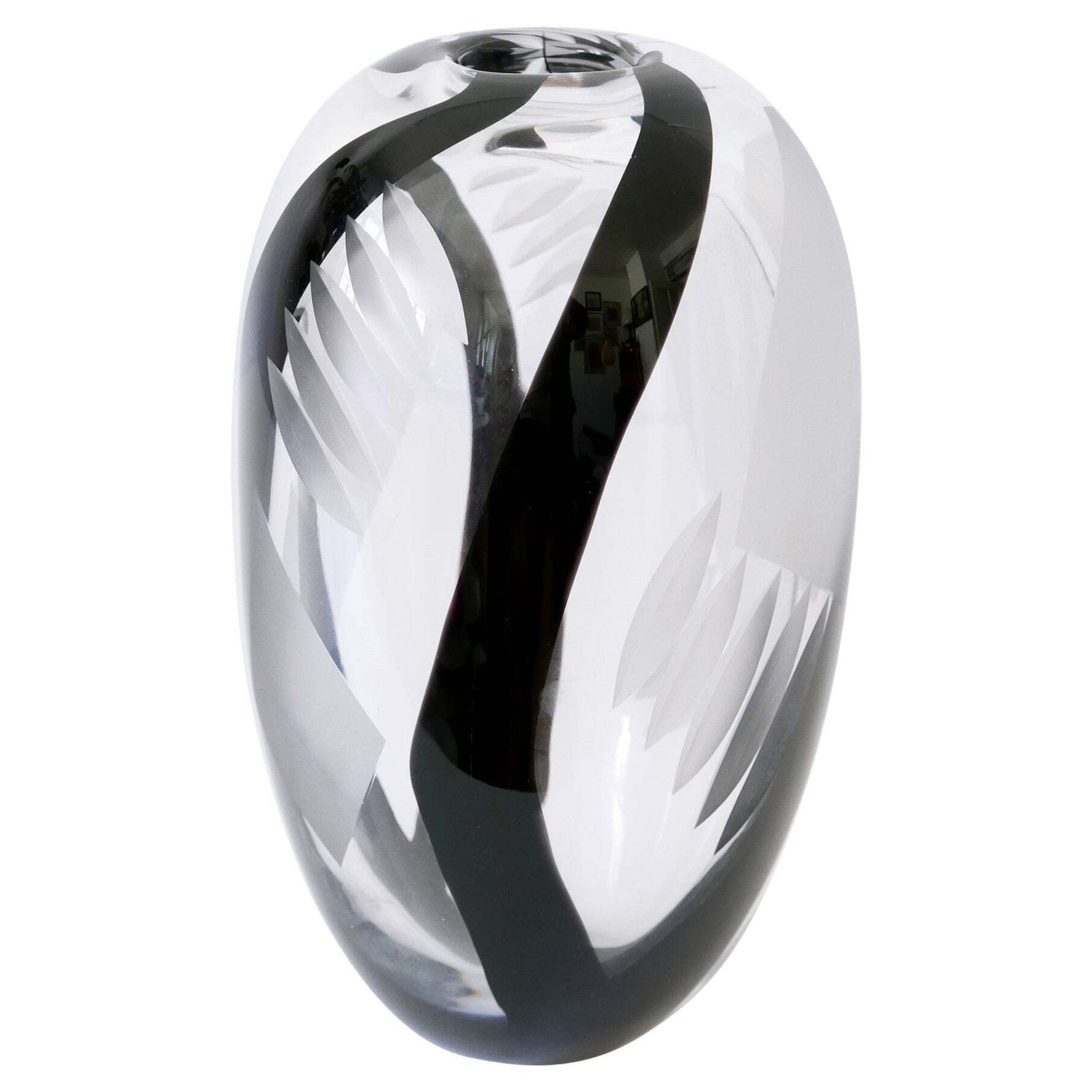 Unique Art Glass Vase By Anna Ehrer For Kosta Boda Sweden 1992 Signed