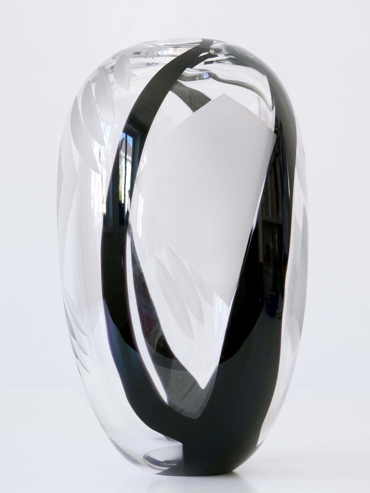 Home Decor Unique Art Glass Vase By Anna Ehrer For Kosta Boda Sweden 1992 Signed photo