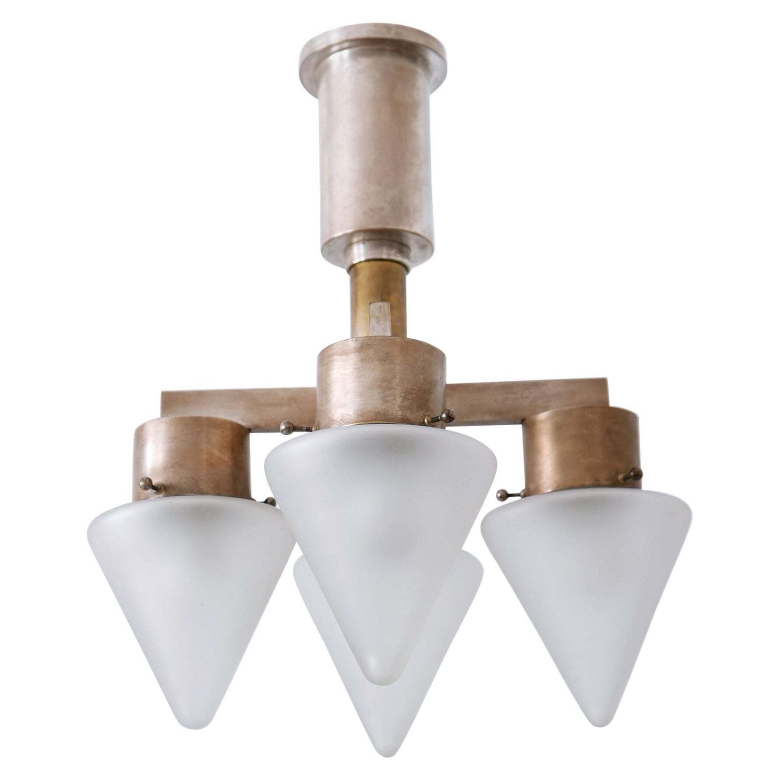 Elegant Four Flamed Art Deco Chandelier Or Ceiling Lamp Germany 1930s