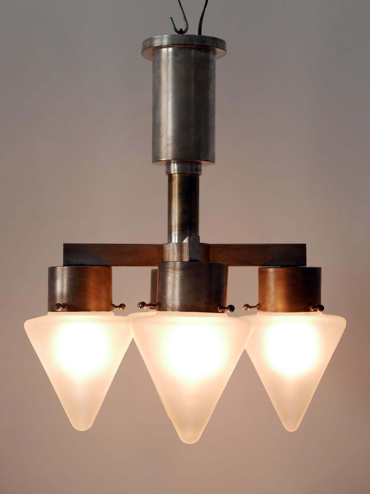photo furniture Elegant Four Flamed Art Deco Chandelier Or Ceiling Lamp Germany 1930s