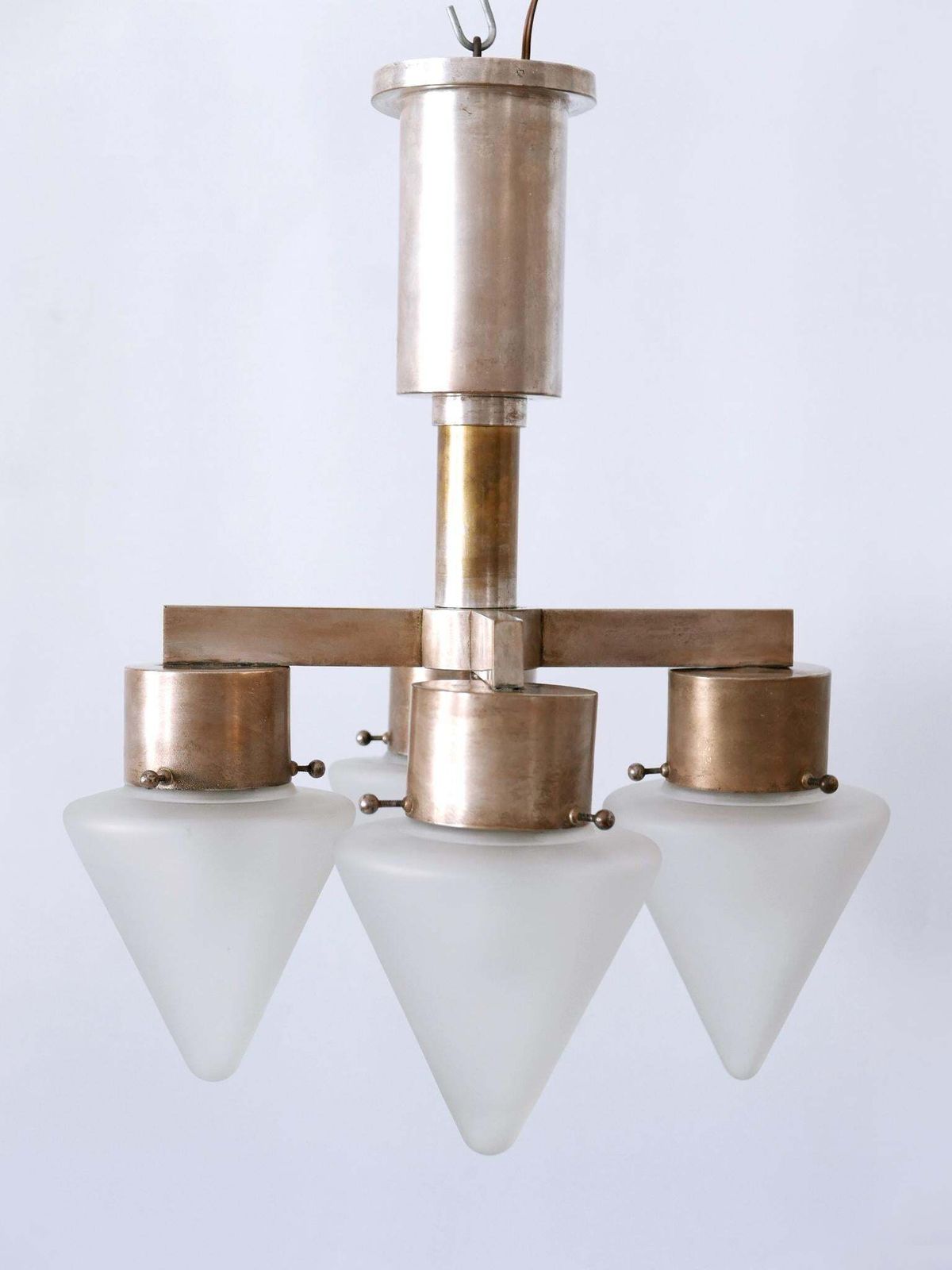 photo for sale Elegant Four Flamed Art Deco Chandelier Or Ceiling Lamp Germany 1930s